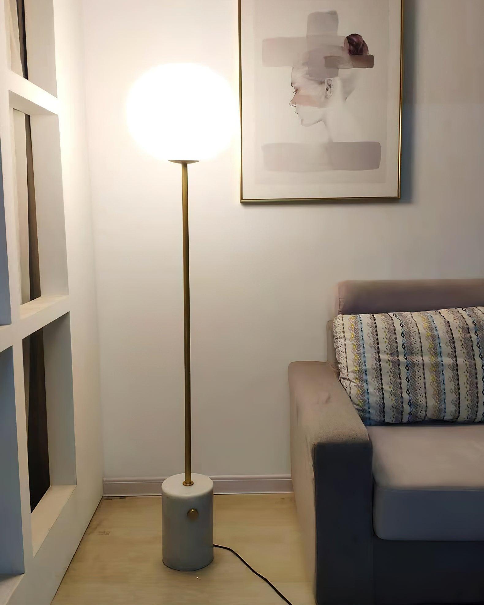 Iloryra Column-Base Travertine Floor Lamp - Blowlighting