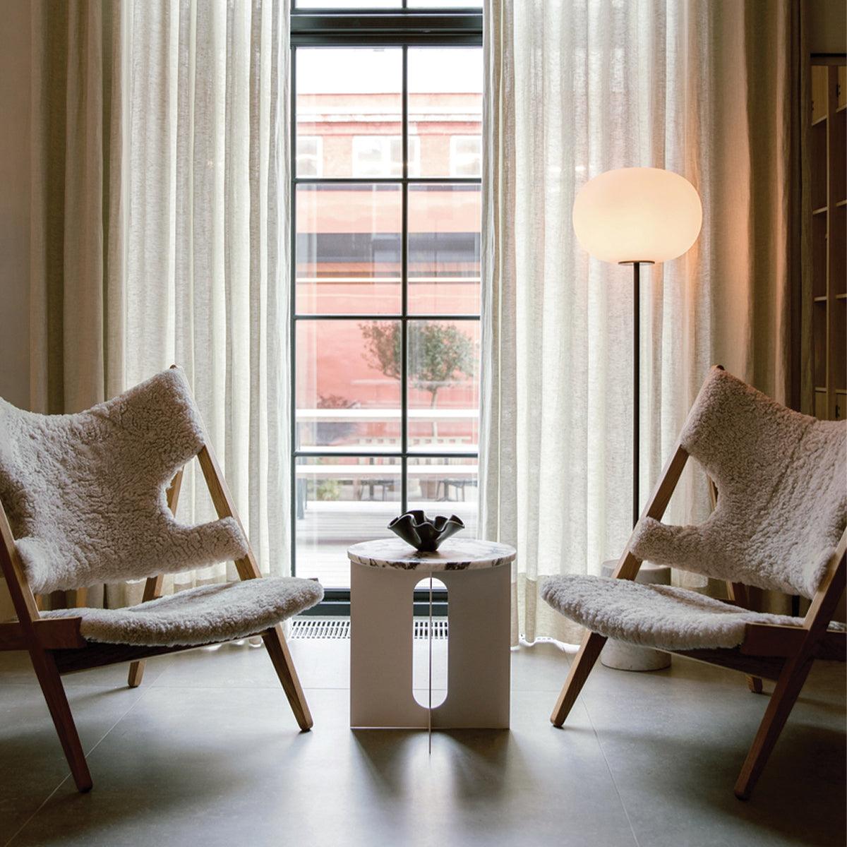 Iloryra Column-Base Travertine Floor Lamp - Blowlighting