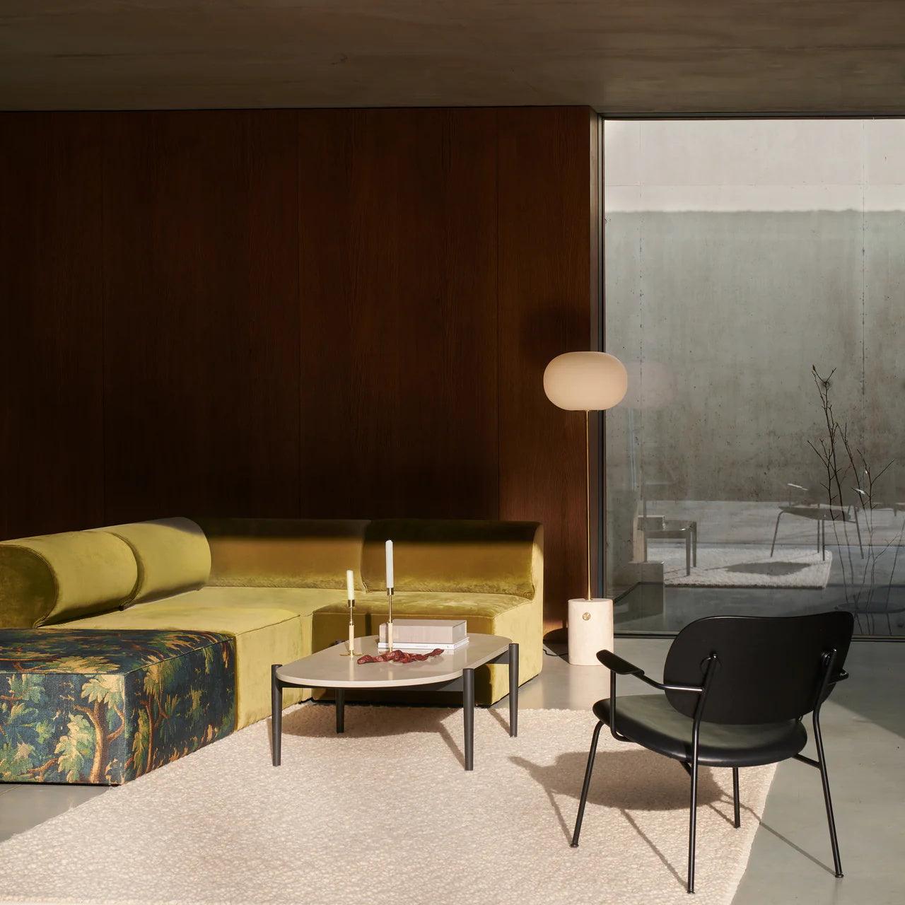 Iloryra Column-Base Travertine Floor Lamp - Blowlighting