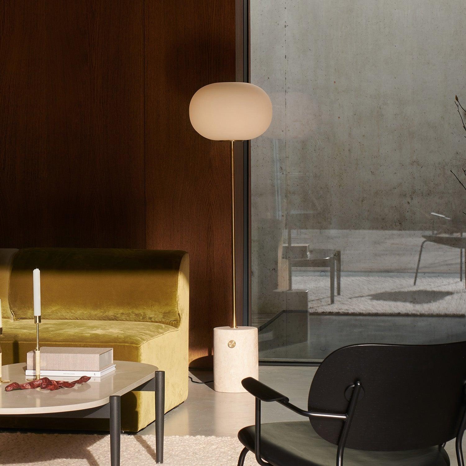 Iloryra Column-Base Travertine Floor Lamp - Blowlighting