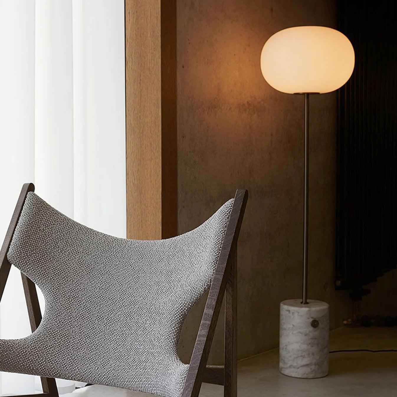 Iloryra Column-Base Travertine Floor Lamp - Blowlighting