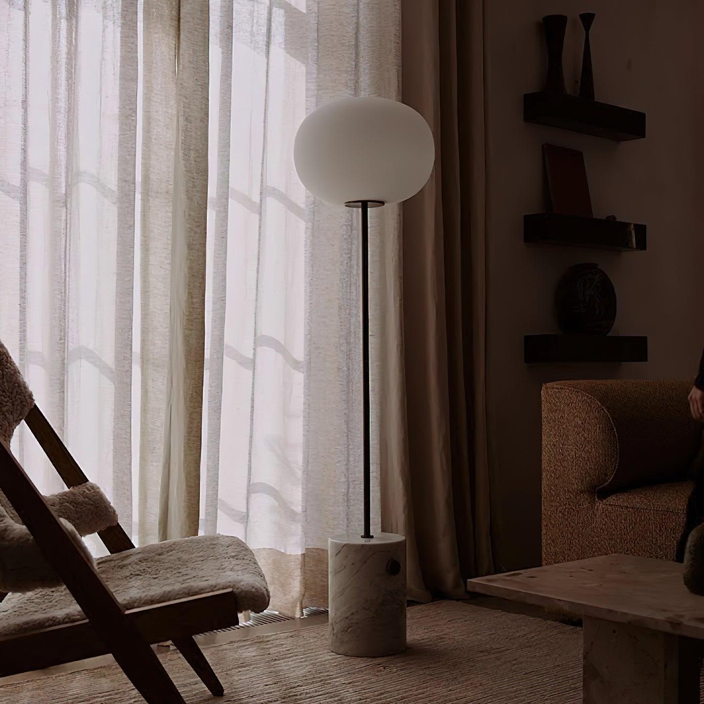 Iloryra Column-Base Travertine Floor Lamp - Blowlighting