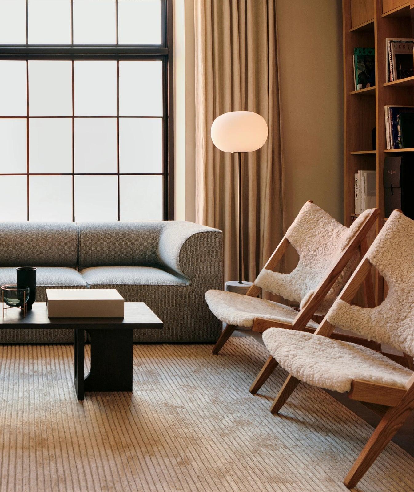 Iloryra Column-Base Travertine Floor Lamp - Blowlighting