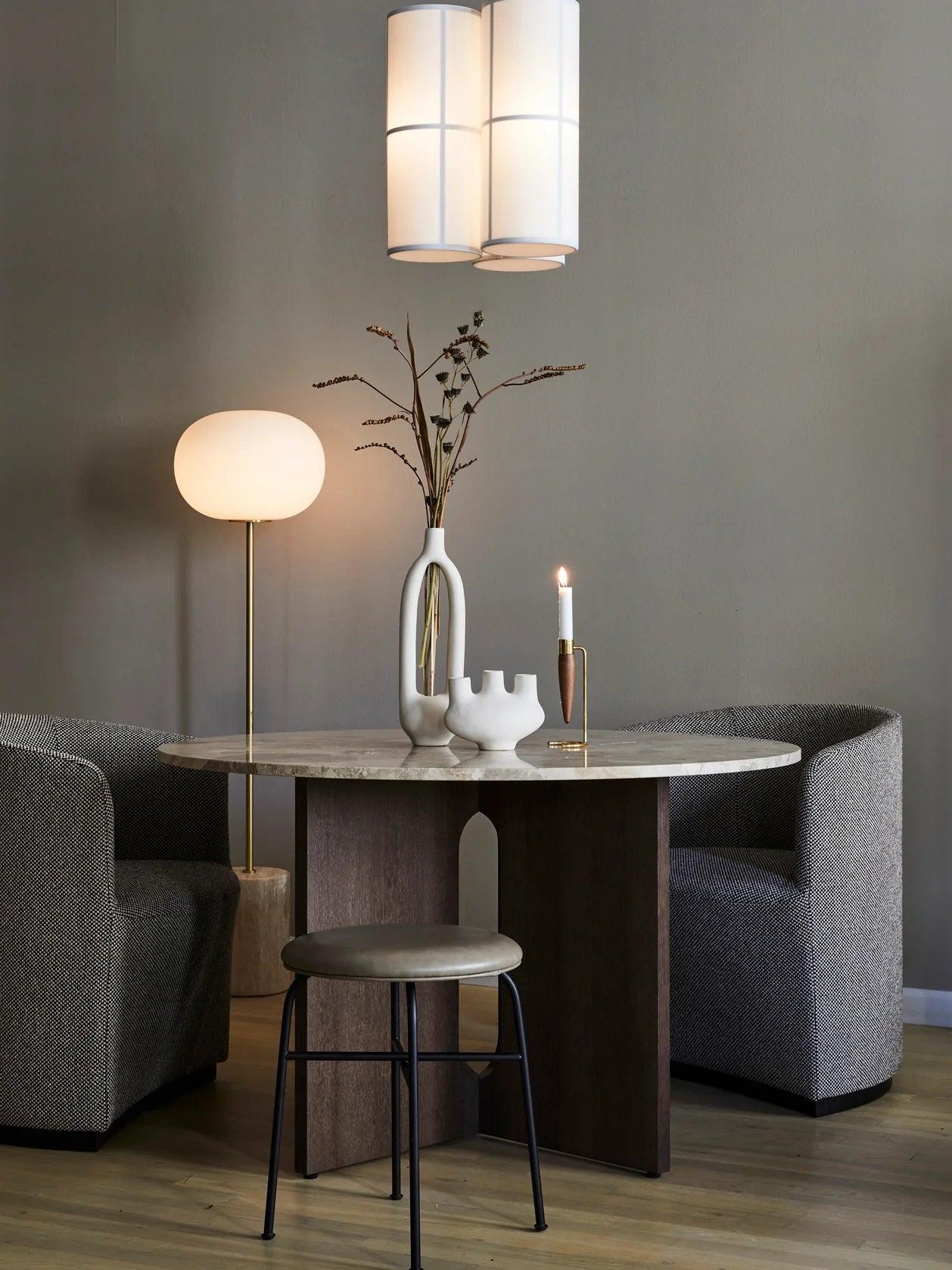 Iloryra Column-Base Travertine Floor Lamp - Blowlighting