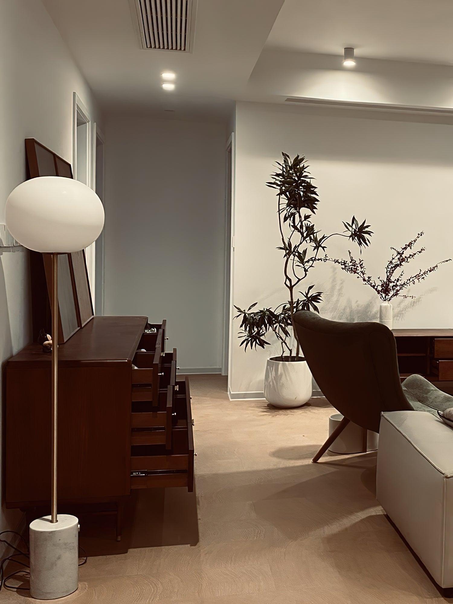 Iloryra Column-Base Travertine Floor Lamp - Blowlighting