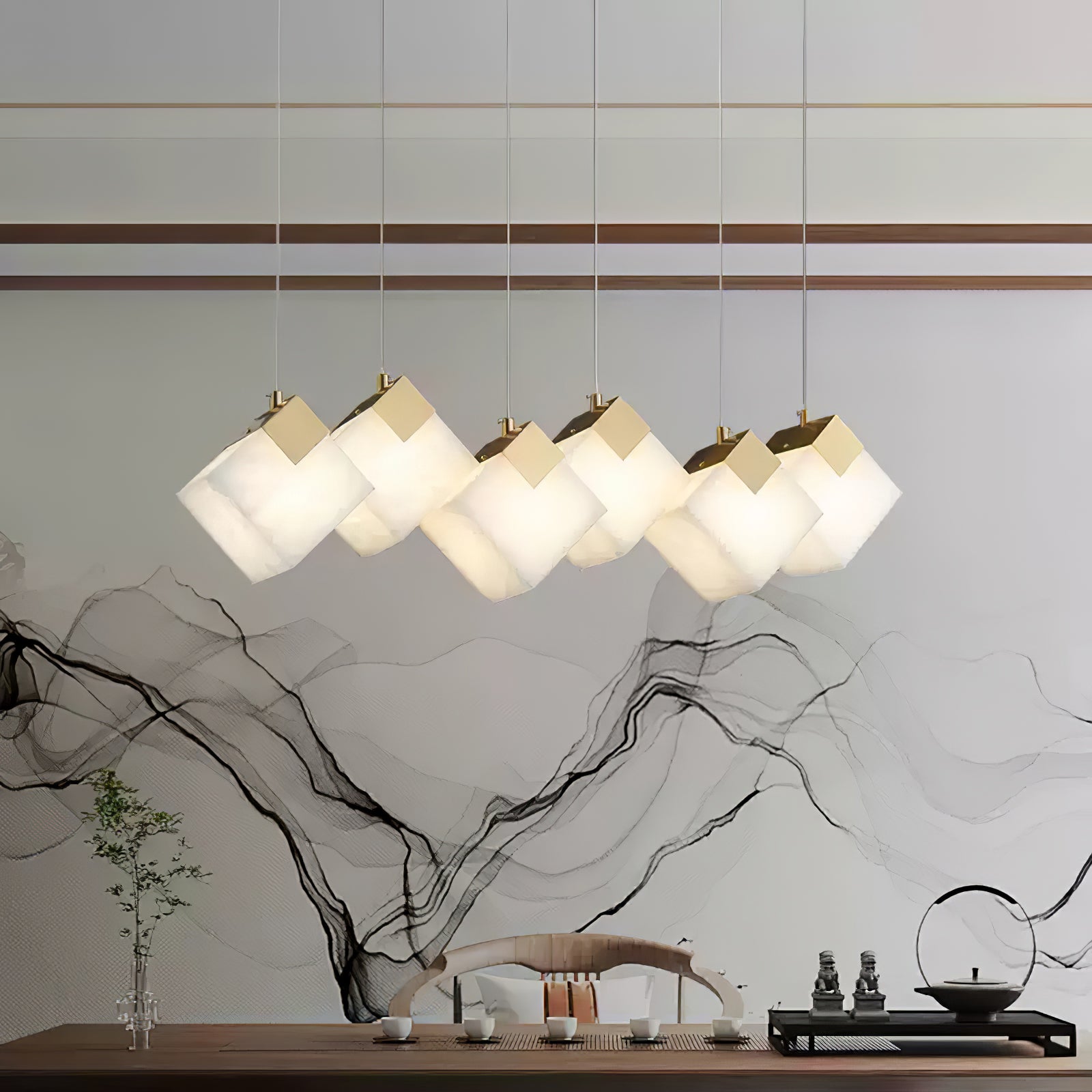 Vevariel Linear Alabaster Pendant Light - Blowlighting