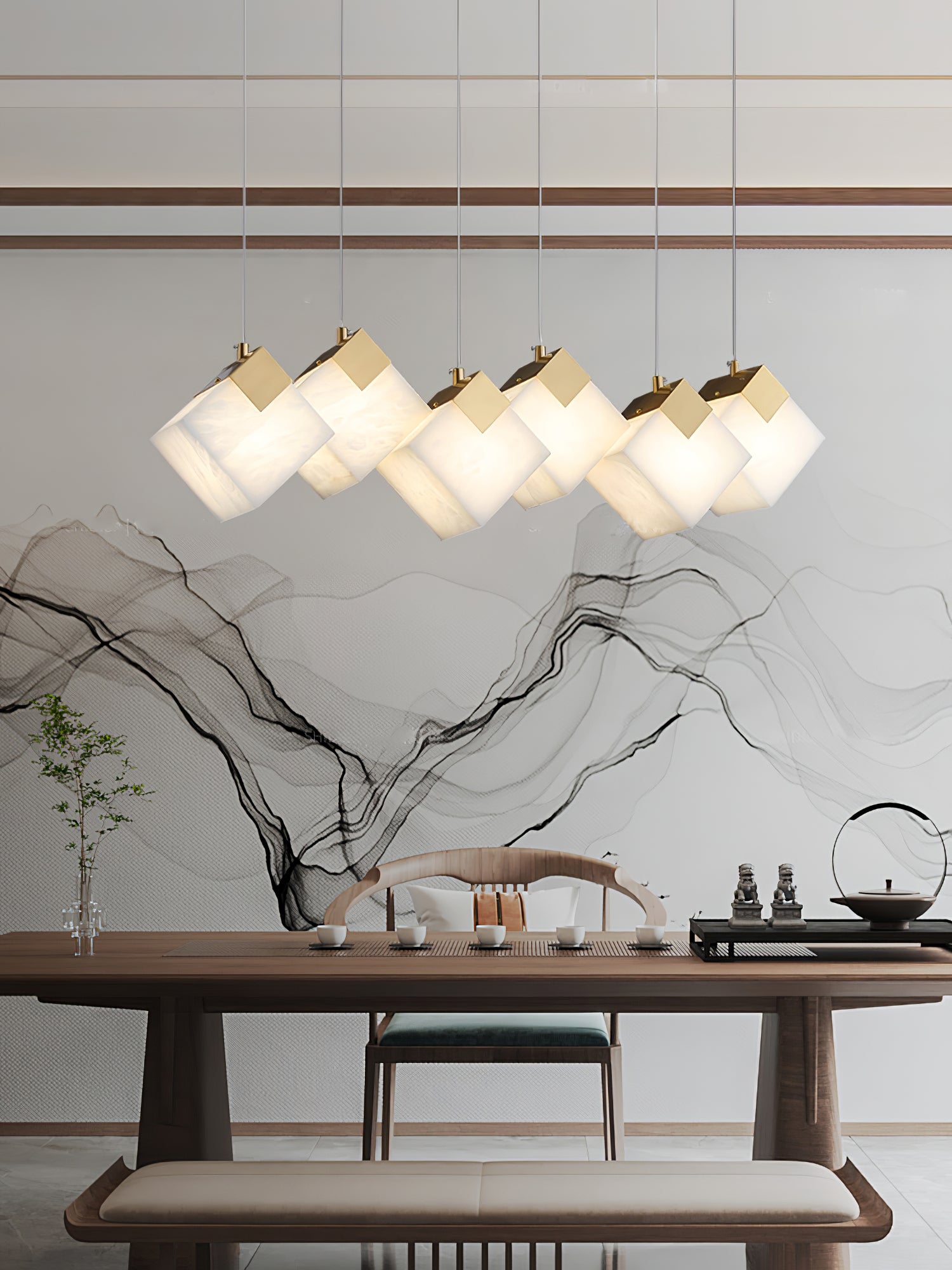 Vevariel Linear Alabaster Pendant Light - Blowlighting