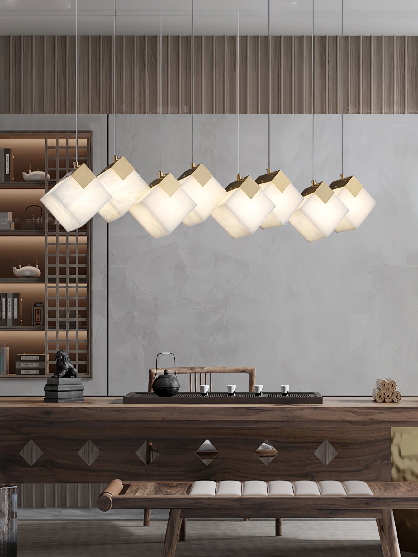 Vevariel Linear Alabaster Pendant Light - Blowlighting