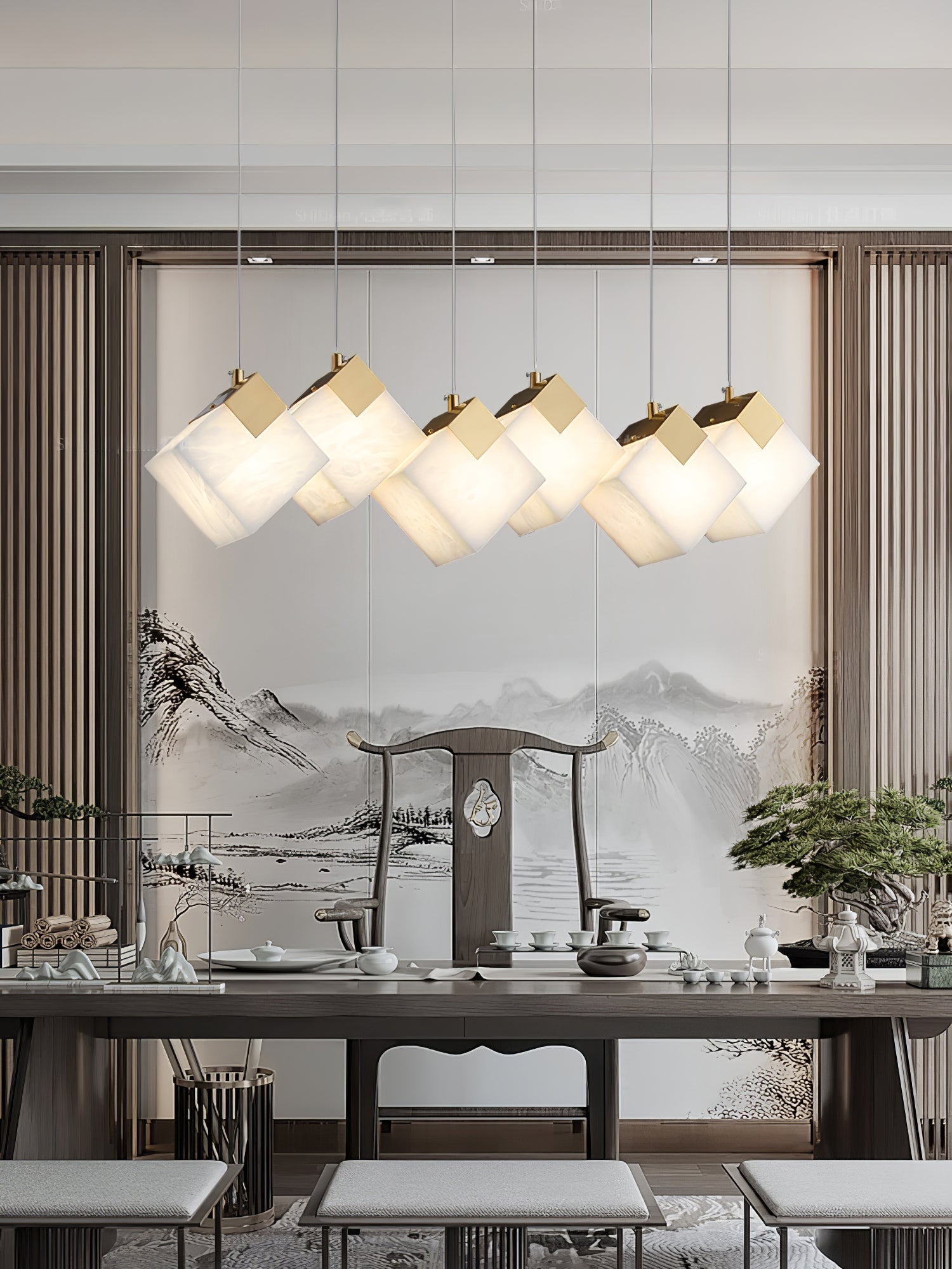 Vevariel Linear Alabaster Pendant Light - Blowlighting