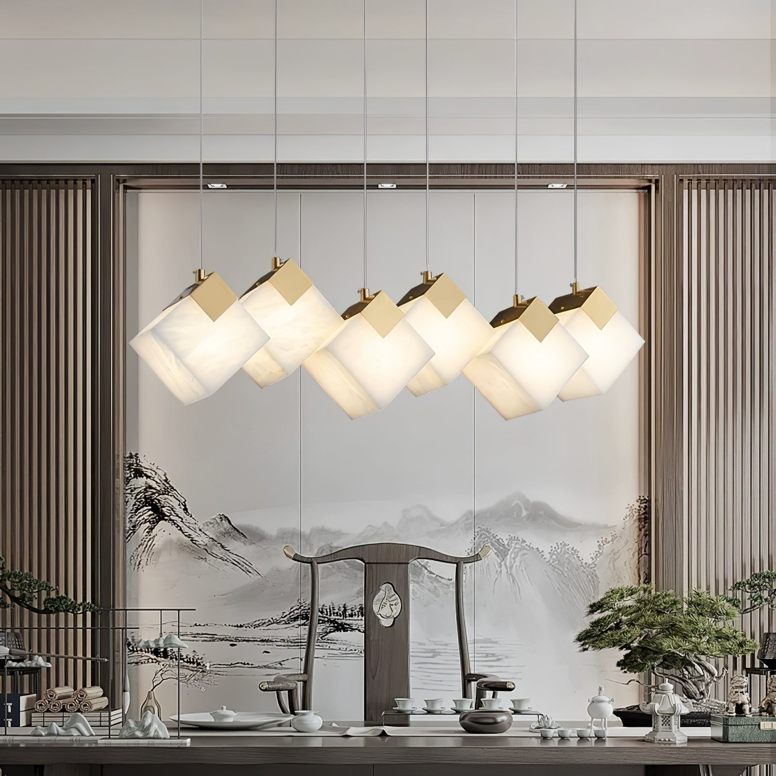 Vevariel Linear Alabaster Pendant Light - Blowlighting