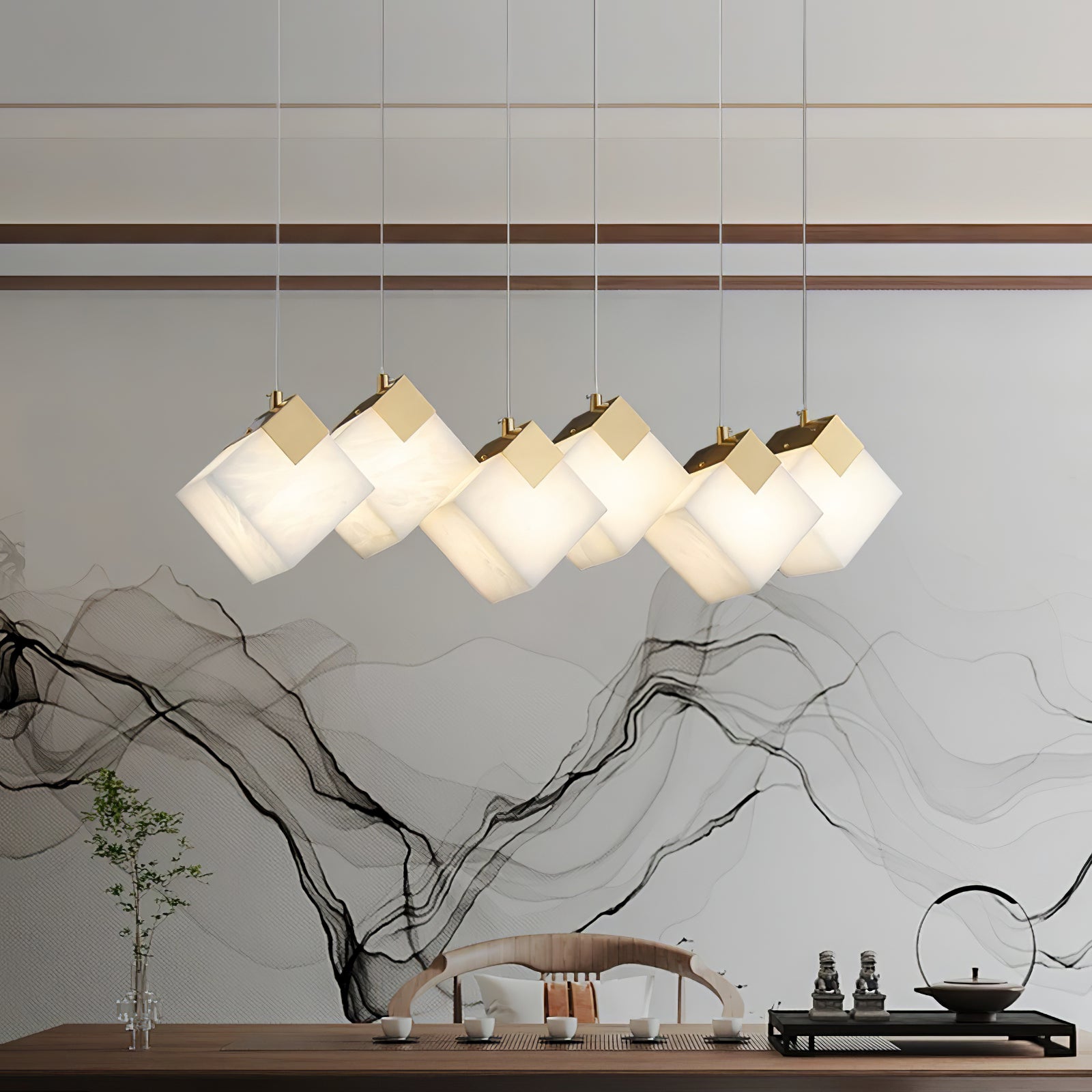 Vevariel Linear Alabaster Pendant Light - Blowlighting