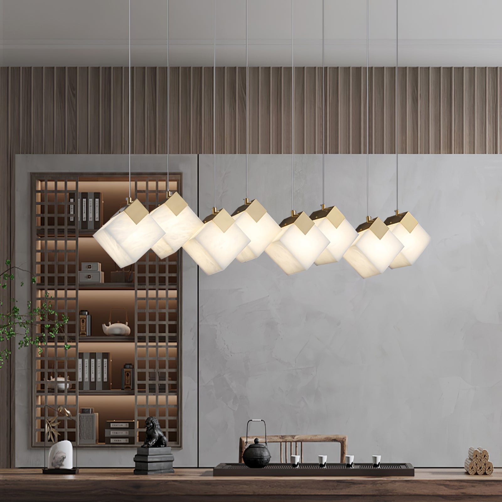 Vevariel Linear Alabaster Pendant Light - Blowlighting