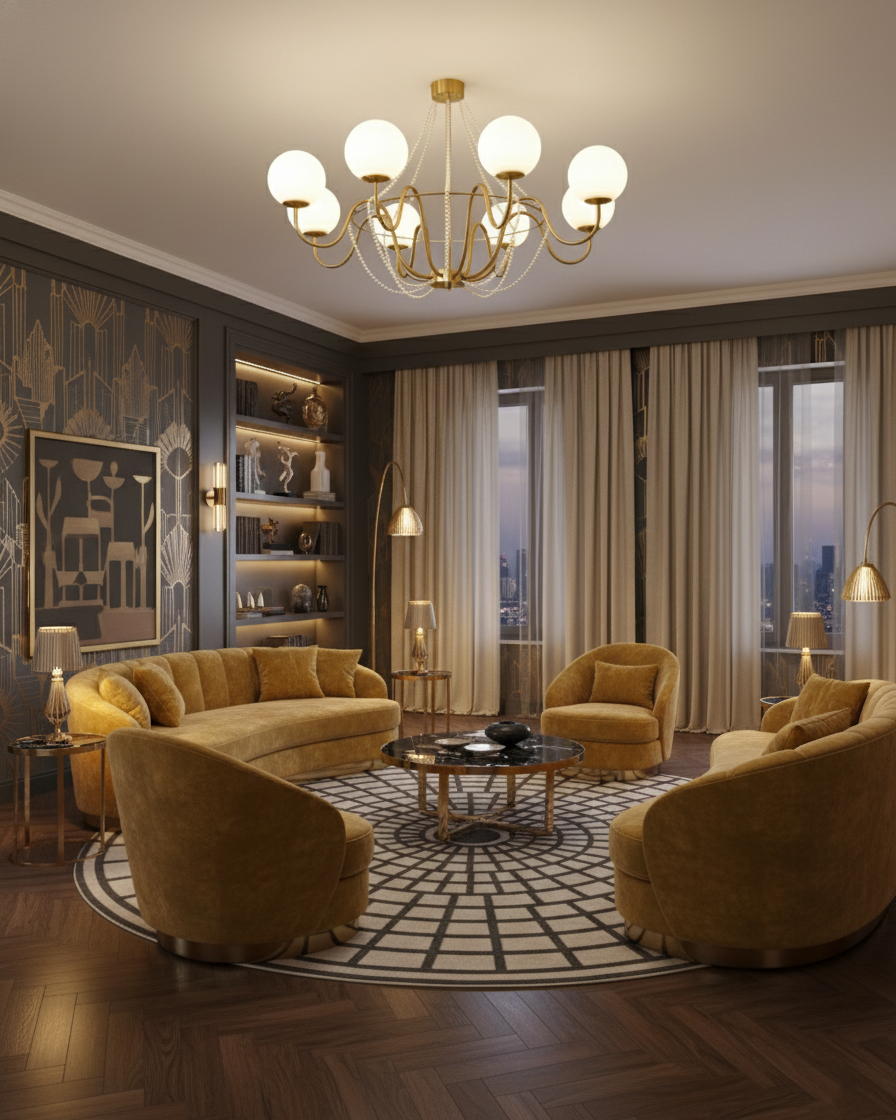 Serpentine Elegant Metal Chandelier