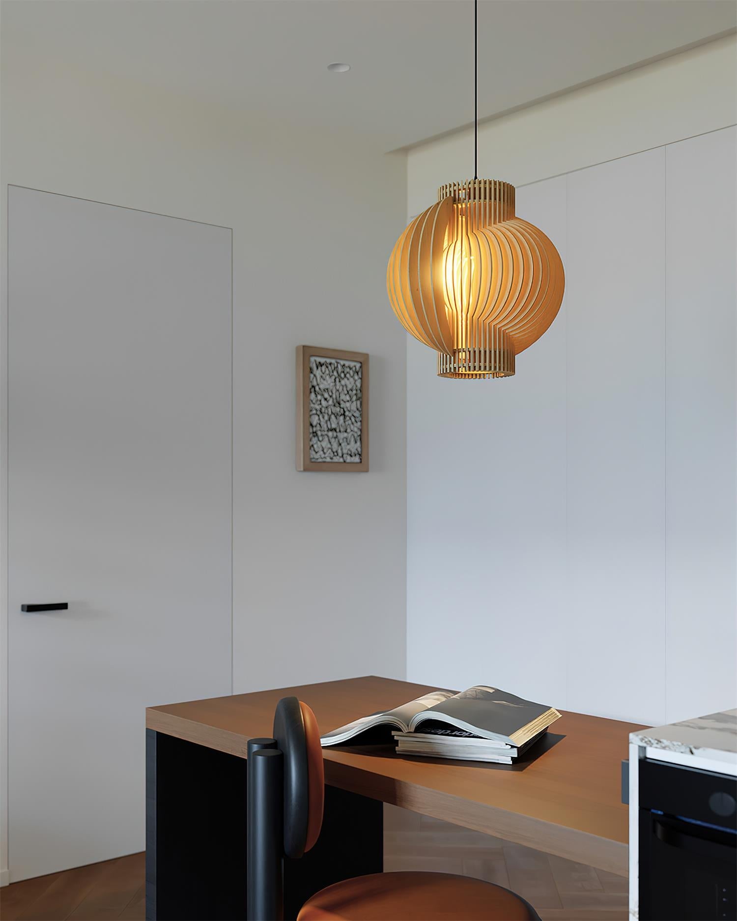 Luminous Oriental Wood Pendant Light