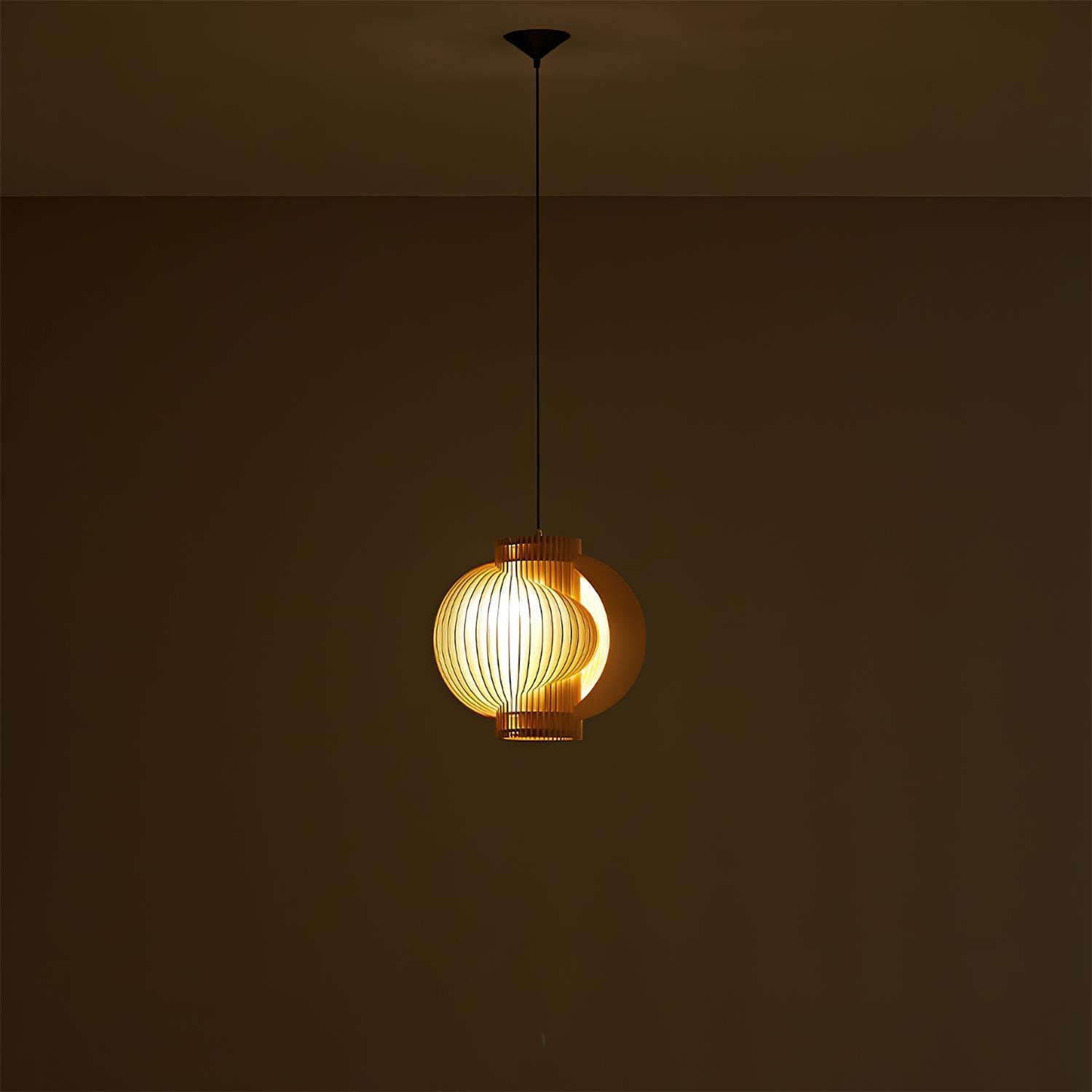 Luminous Oriental Wood Pendant Light