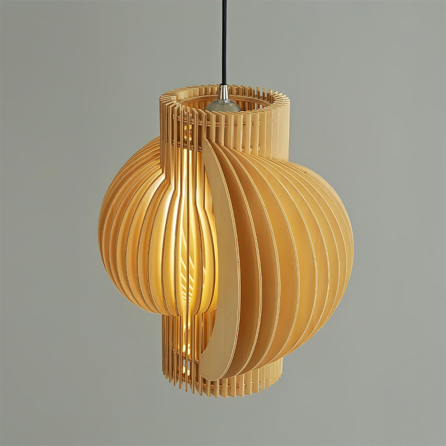 Luminous Oriental Wood Pendant Light