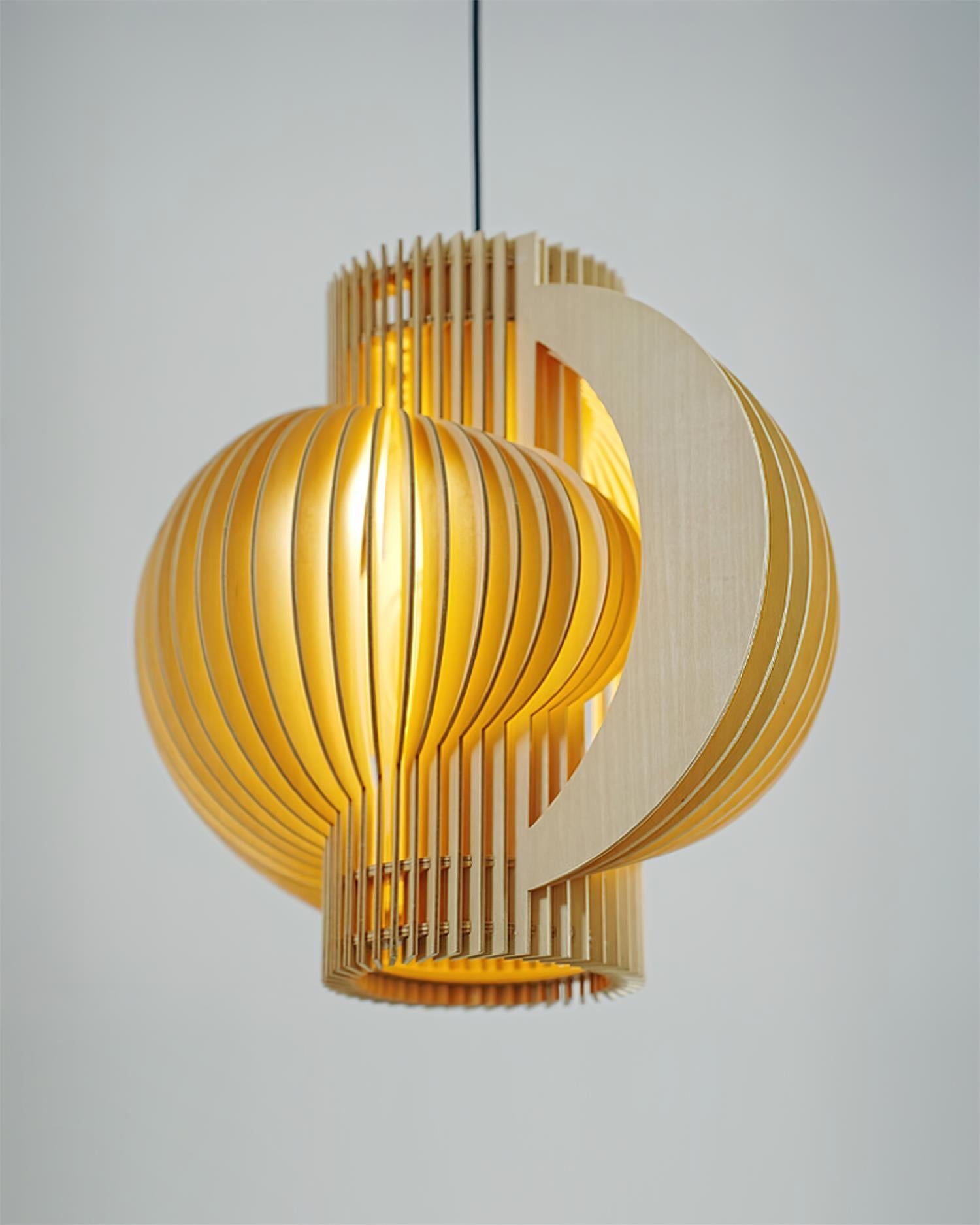 Luminous Oriental Wood Pendant Light