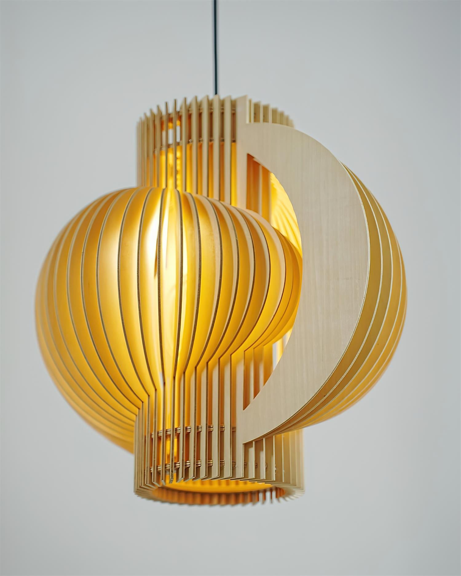 Luminous Oriental Wood Pendant Light