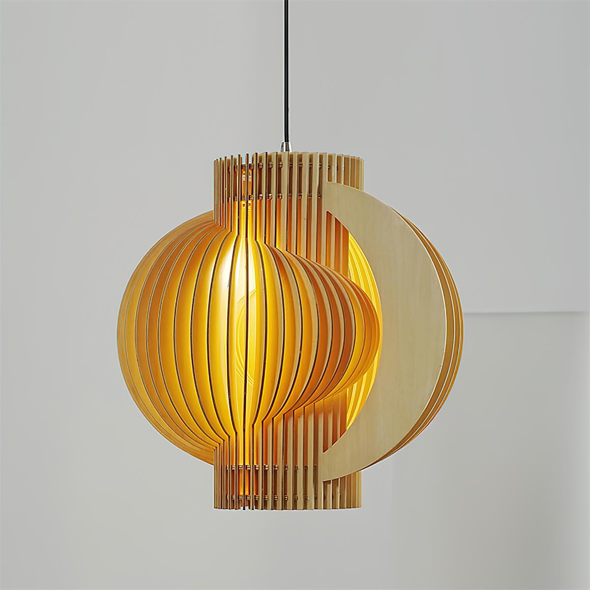 Luminous Oriental Wood Pendant Light