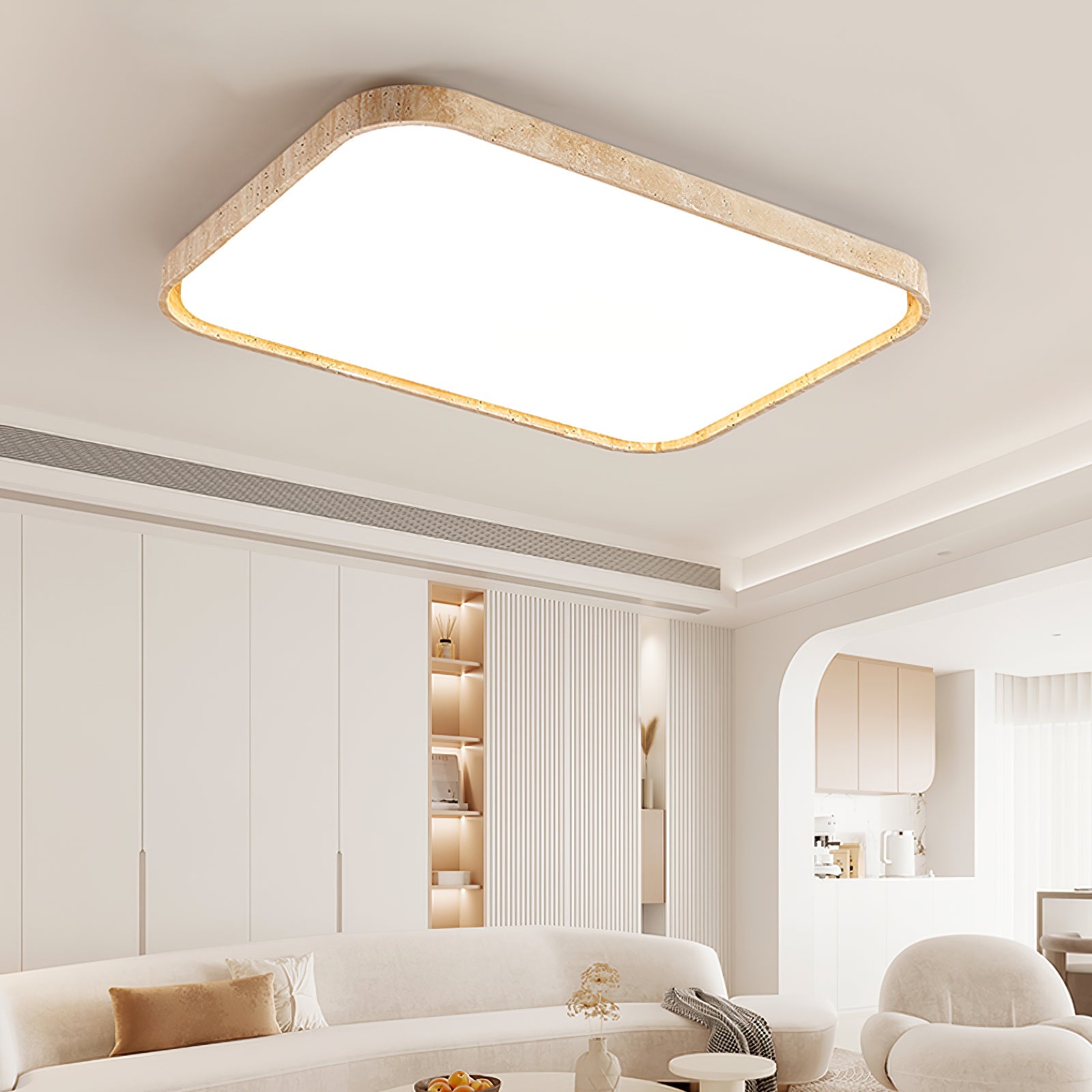 Aisle Travertine Square Ceiling Light - Blowlighting