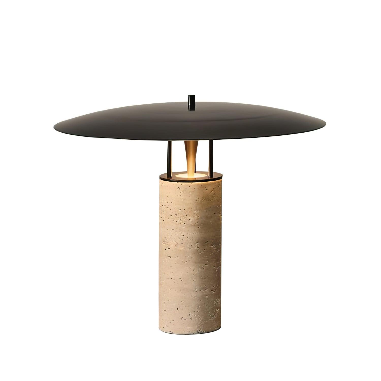 Eltheiel Disc-Pillar Travertine Table Lamp - Blowlighting