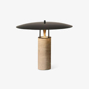 Eltheiel Disc-Pillar Travertine Table Lamp - Blowlighting