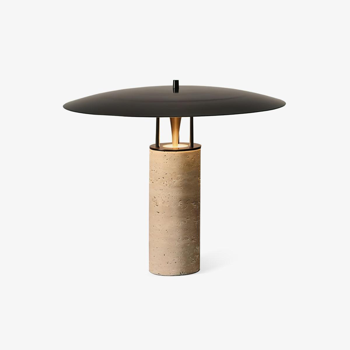 Eltheiel Disc-Pillar Travertine Table Lamp - Blowlighting