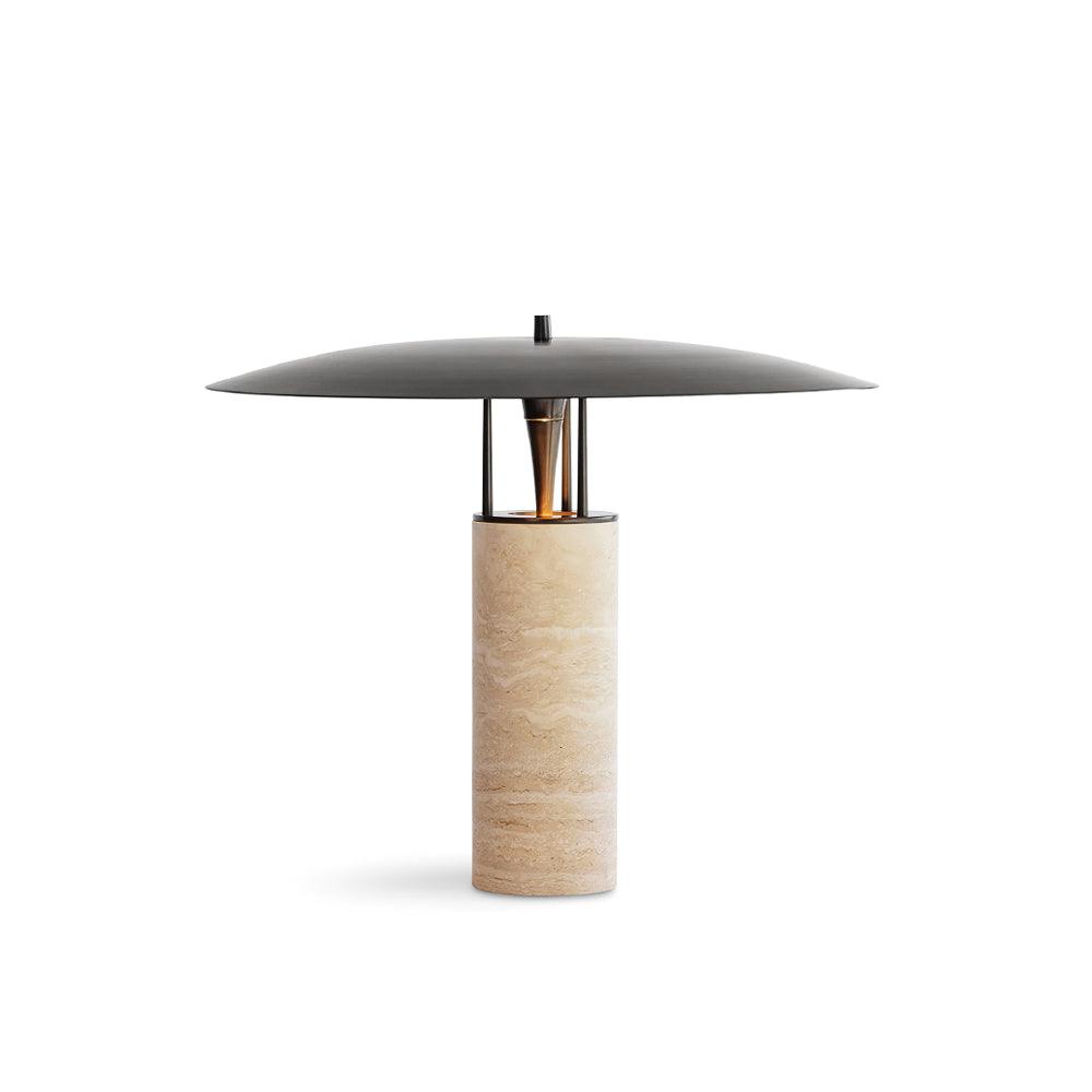 Eltheiel Disc-Pillar Travertine Table Lamp - Blowlighting