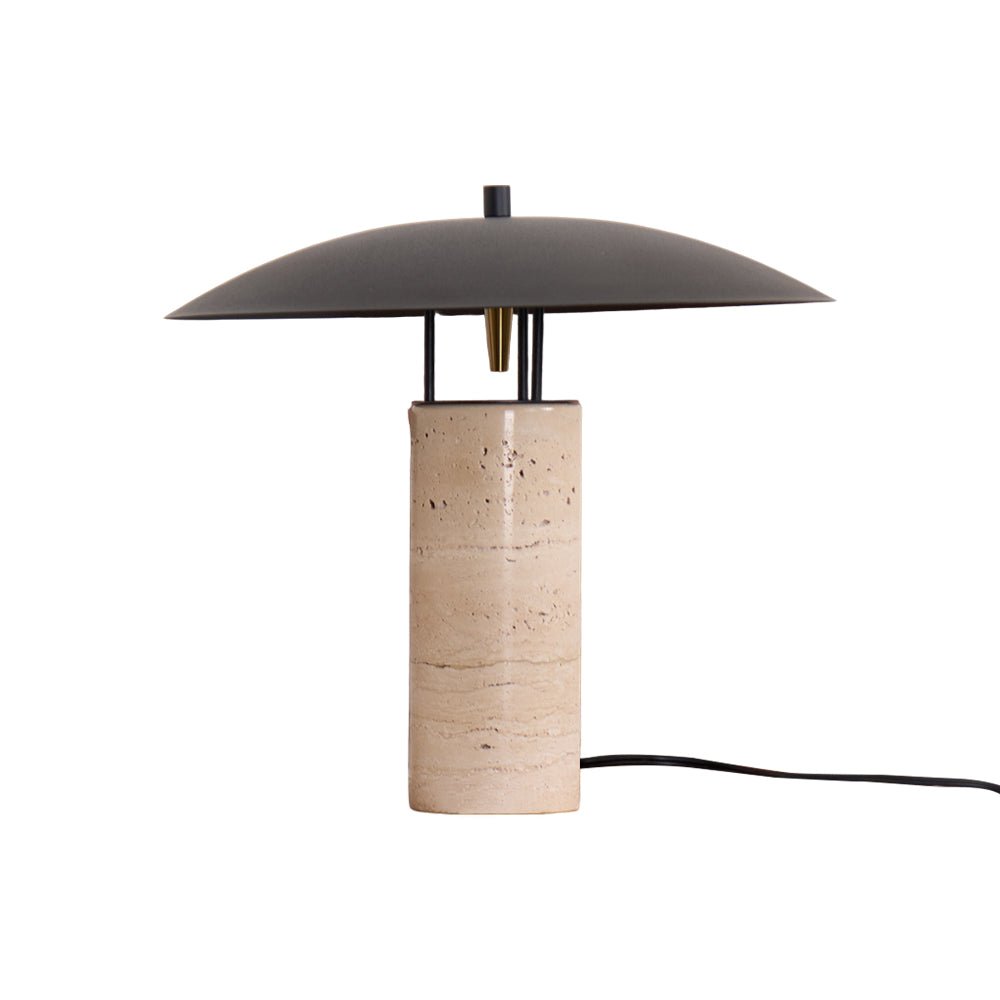 Eltheiel Disc-Pillar Travertine Table Lamp - Blowlighting