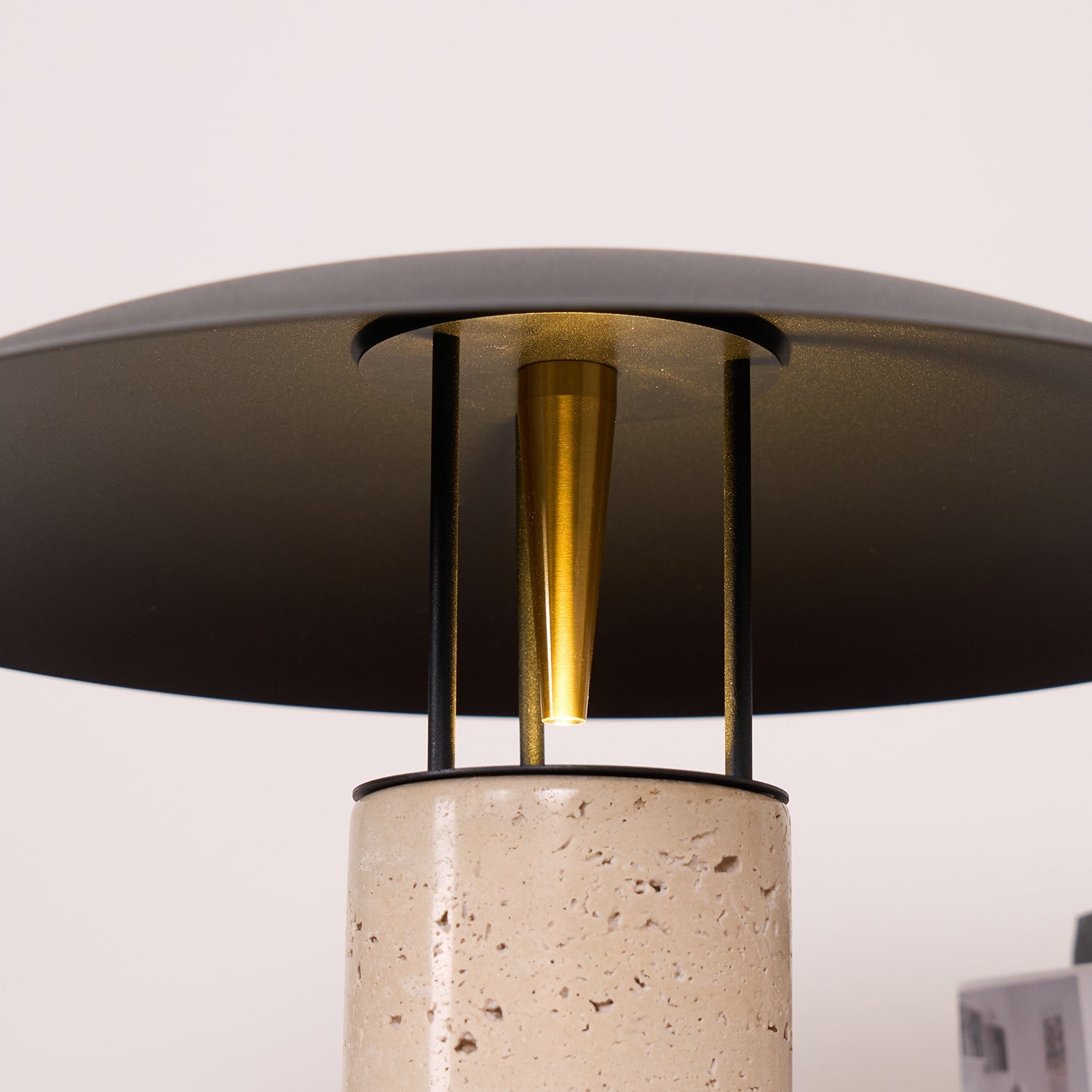 Eltheiel Disc-Pillar Travertine Table Lamp - Blowlighting