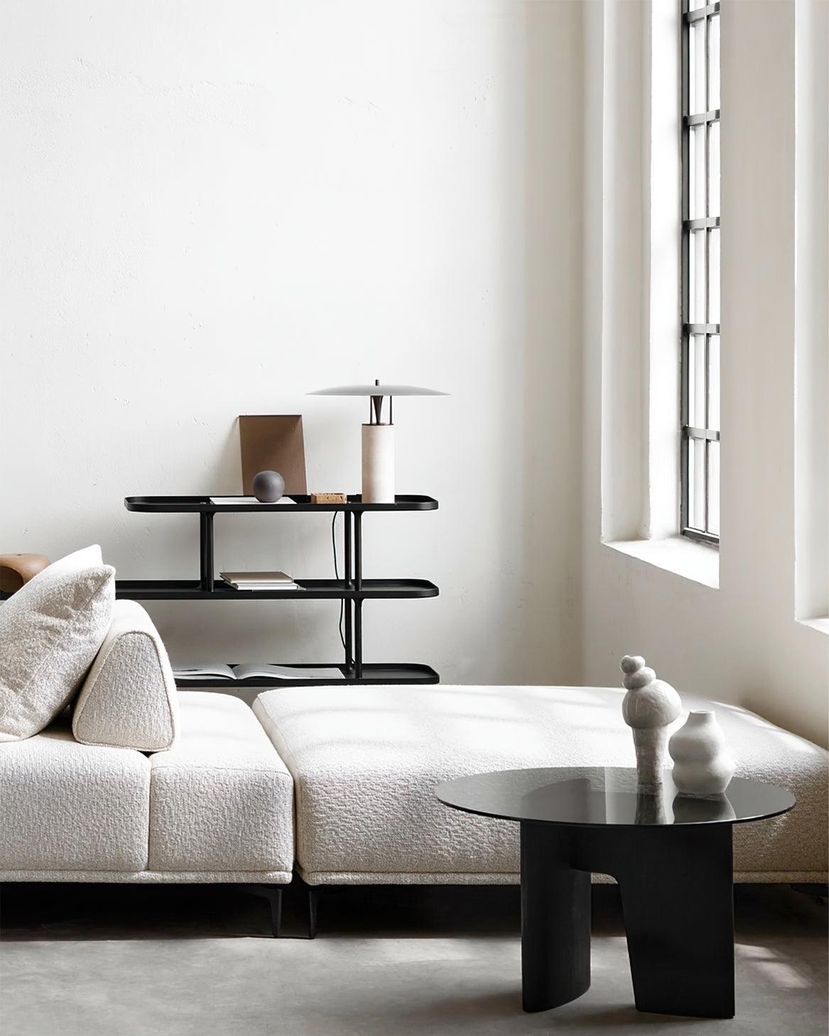 Eltheiel Disc-Pillar Travertine Table Lamp - Blowlighting