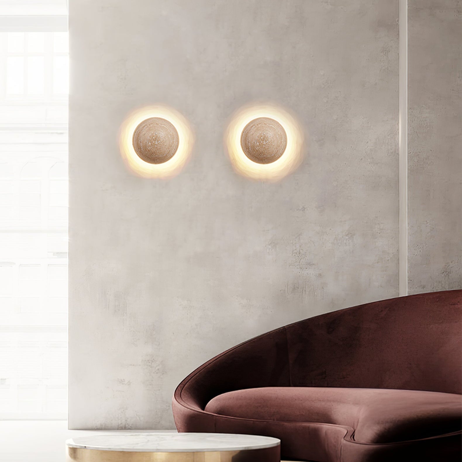 Nyvarion Minimalist Travertine Wall Light - Blowlighting