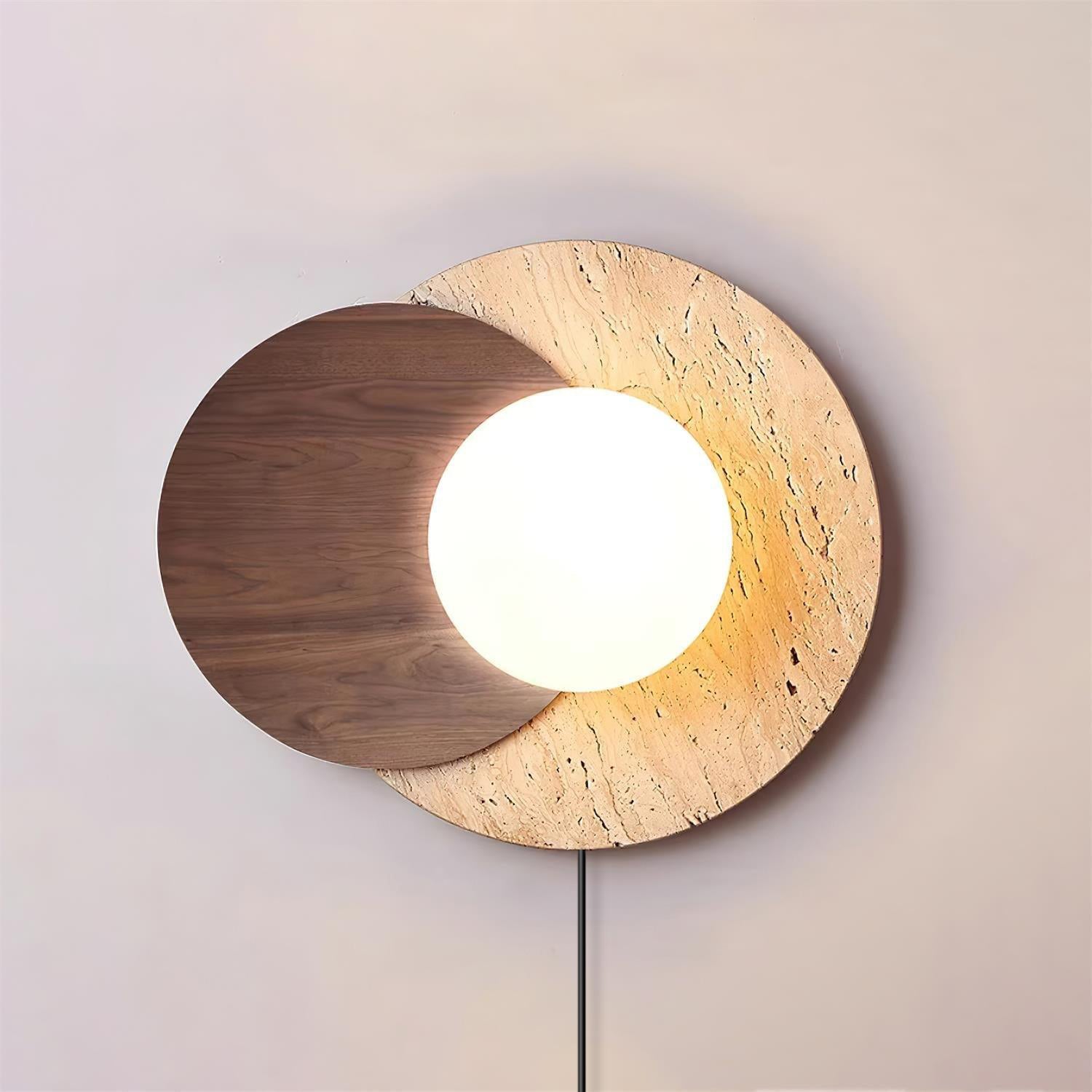 Otale Overlapping-Disc Travertine Floor Lamp - Blowlighting