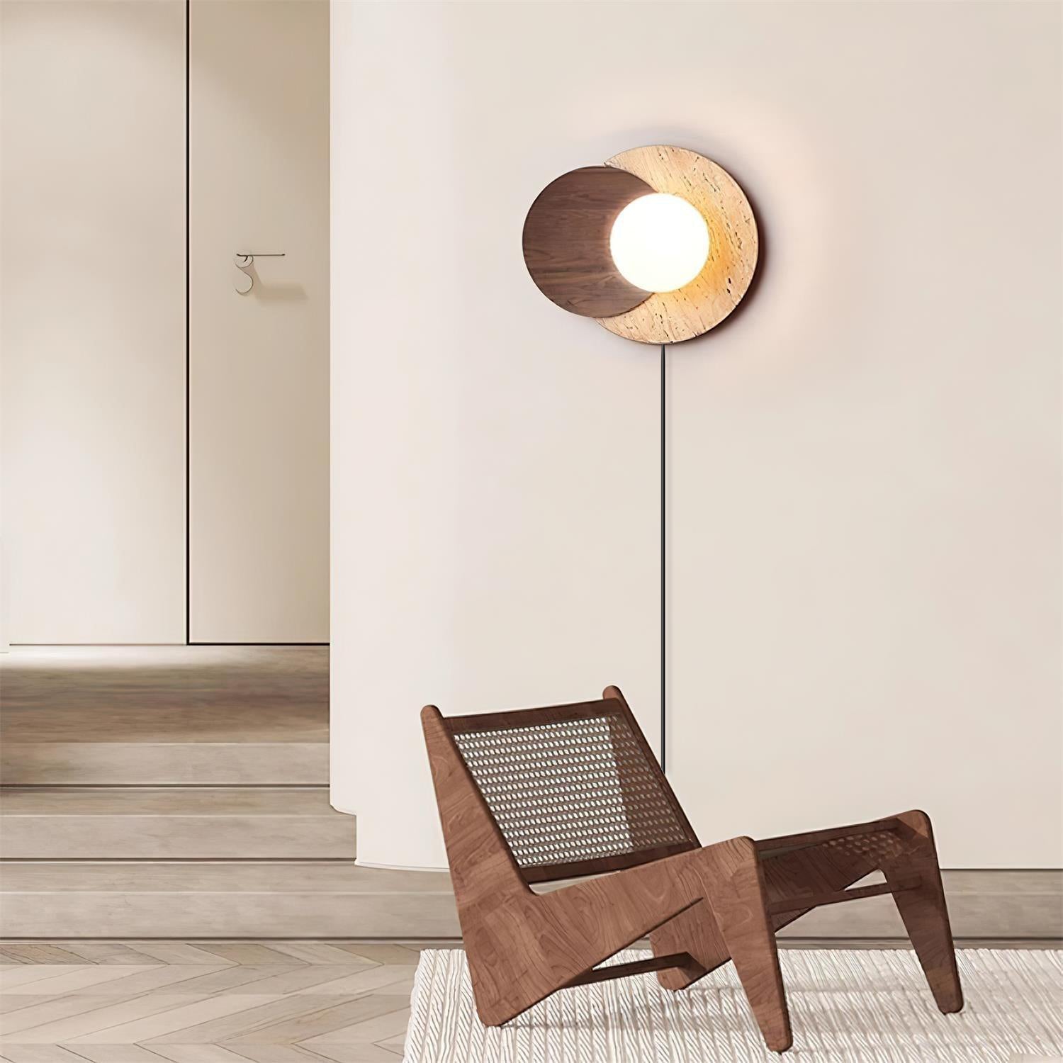 Otale Overlapping-Disc Travertine Floor Lamp - Blowlighting