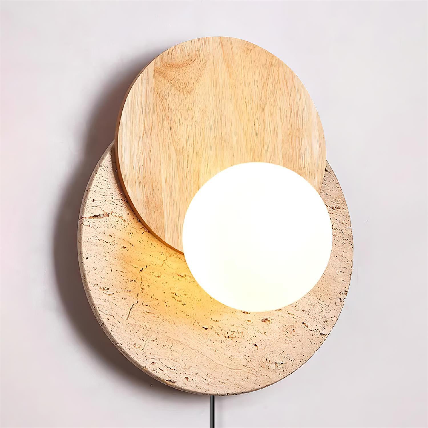 Otale Overlapping-Disc Travertine Floor Lamp - Blowlighting