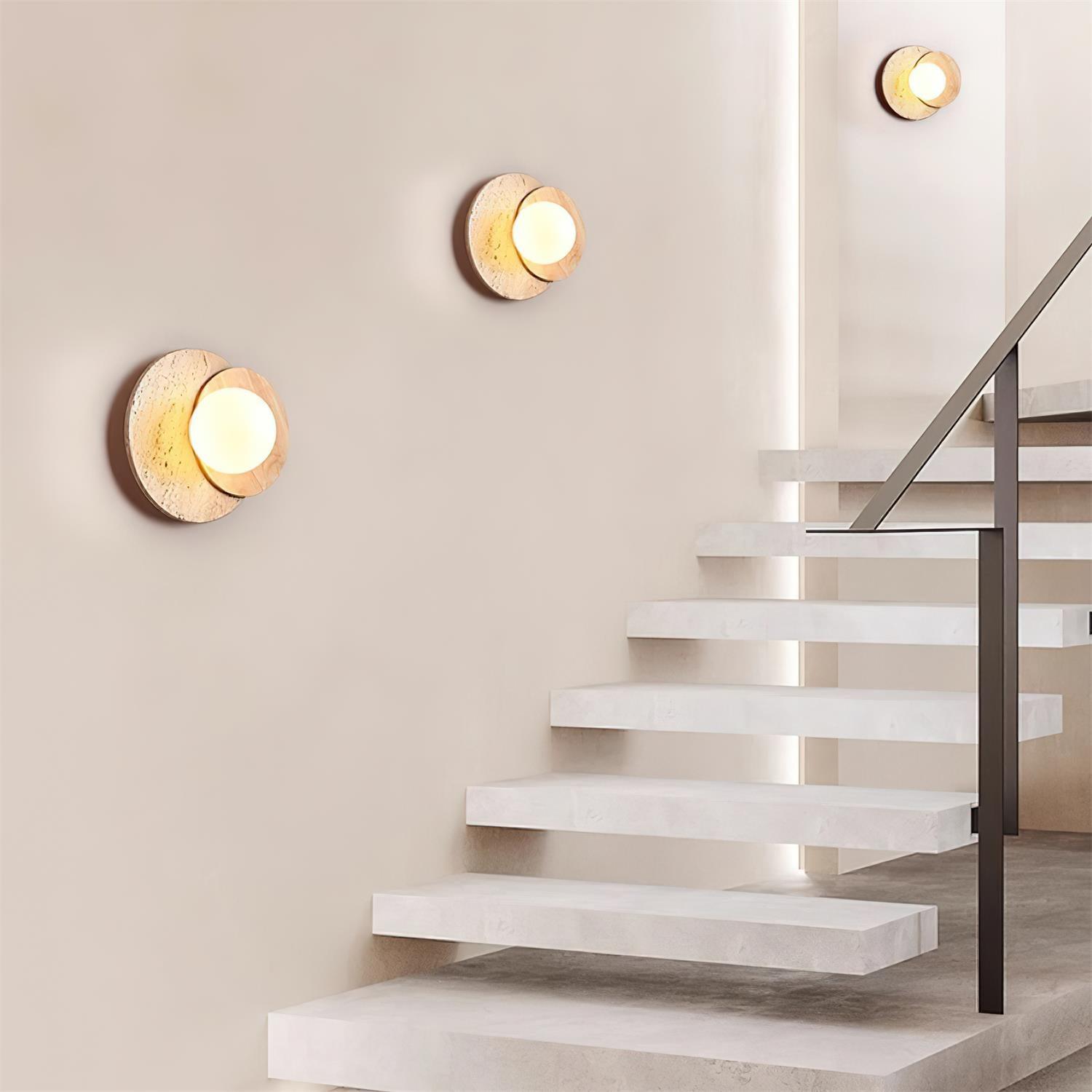 Otale Overlapping-Disc Travertine Floor Lamp - Blowlighting