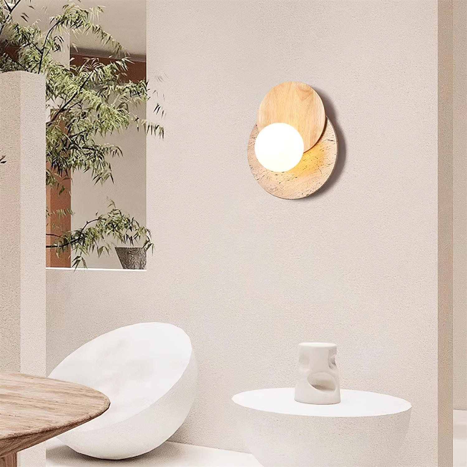 Otale Overlapping-Disc Travertine Floor Lamp - Blowlighting