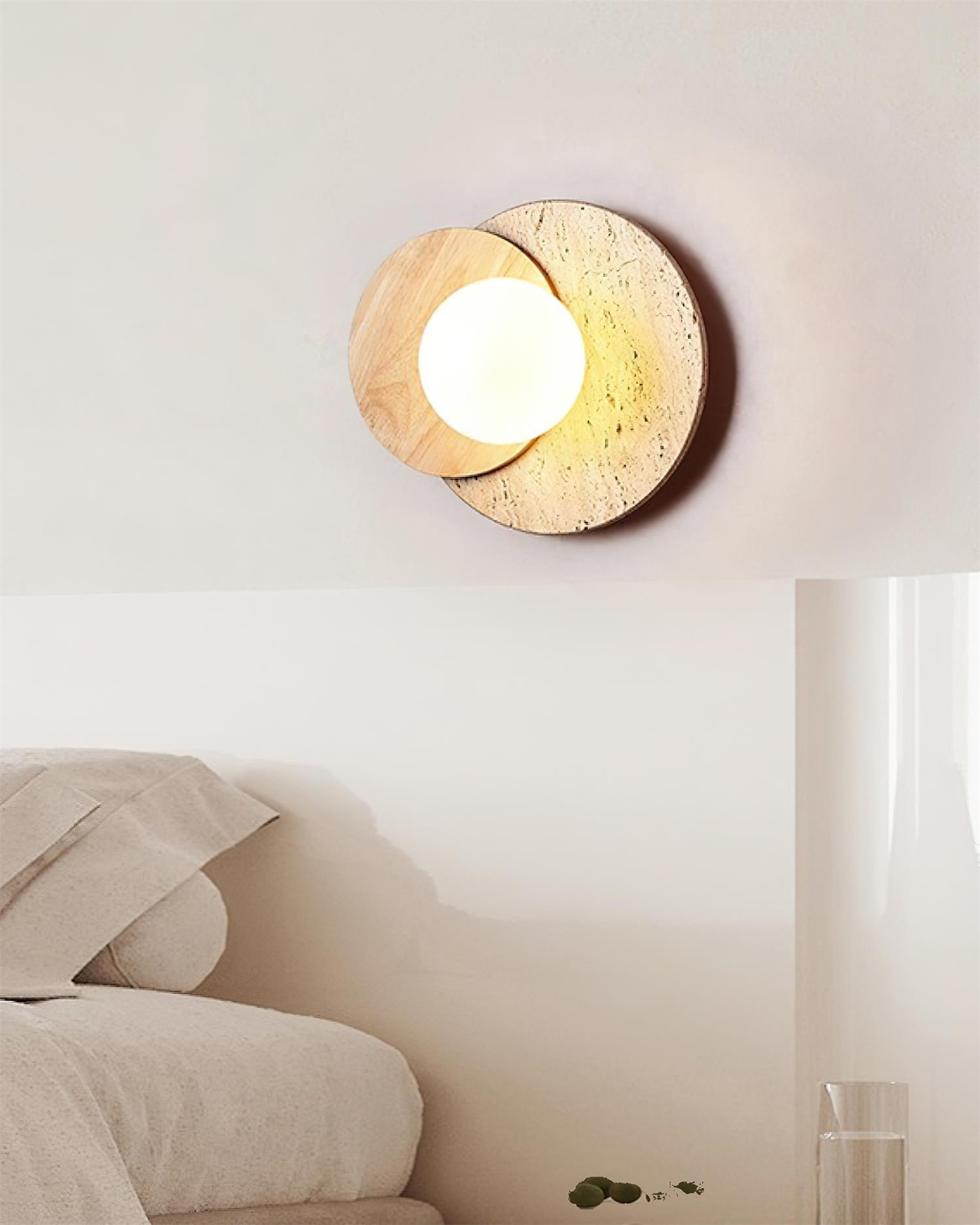 Otale Overlapping-Disc Travertine Floor Lamp - Blowlighting