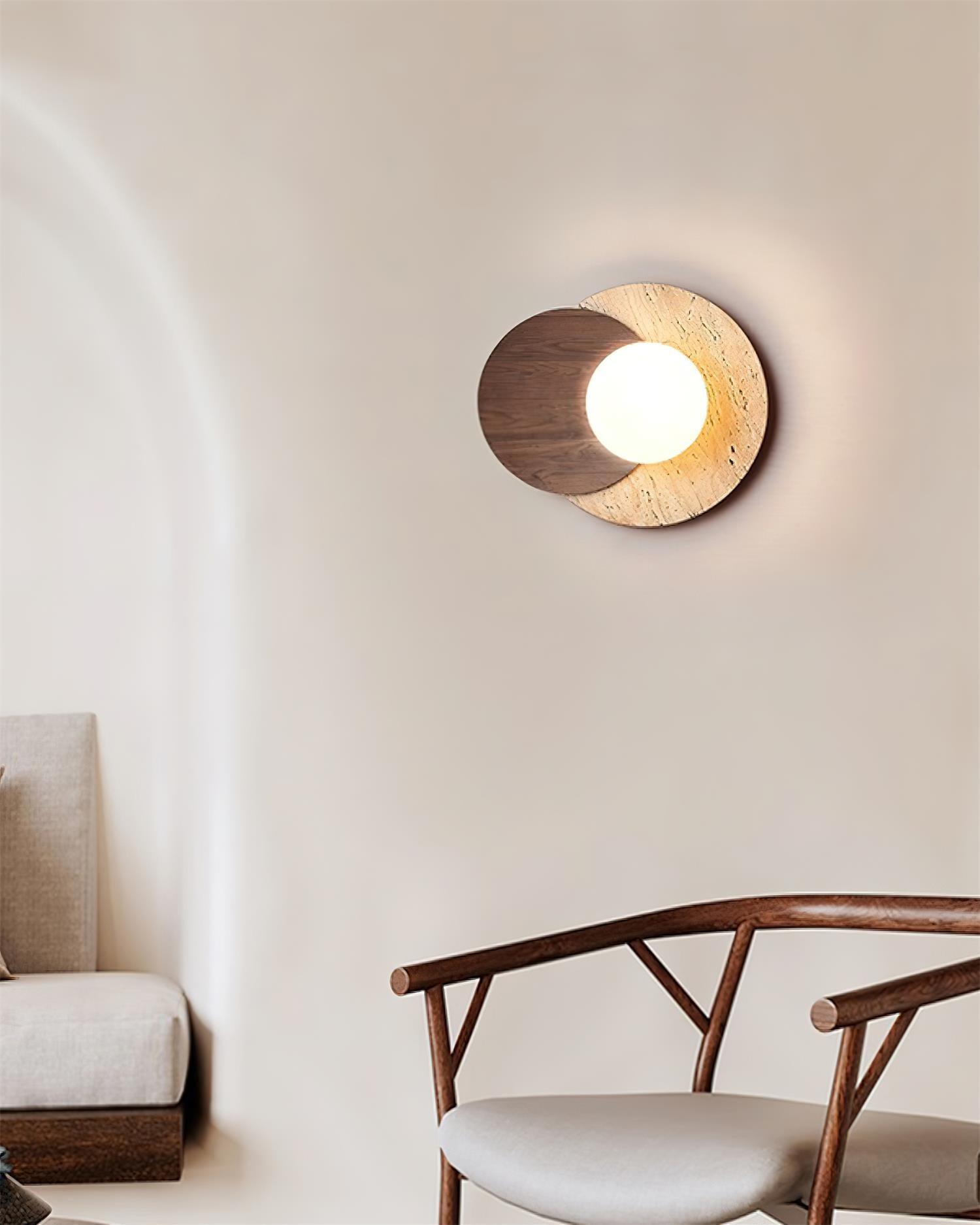 Otale Overlapping-Disc Travertine Floor Lamp - Blowlighting