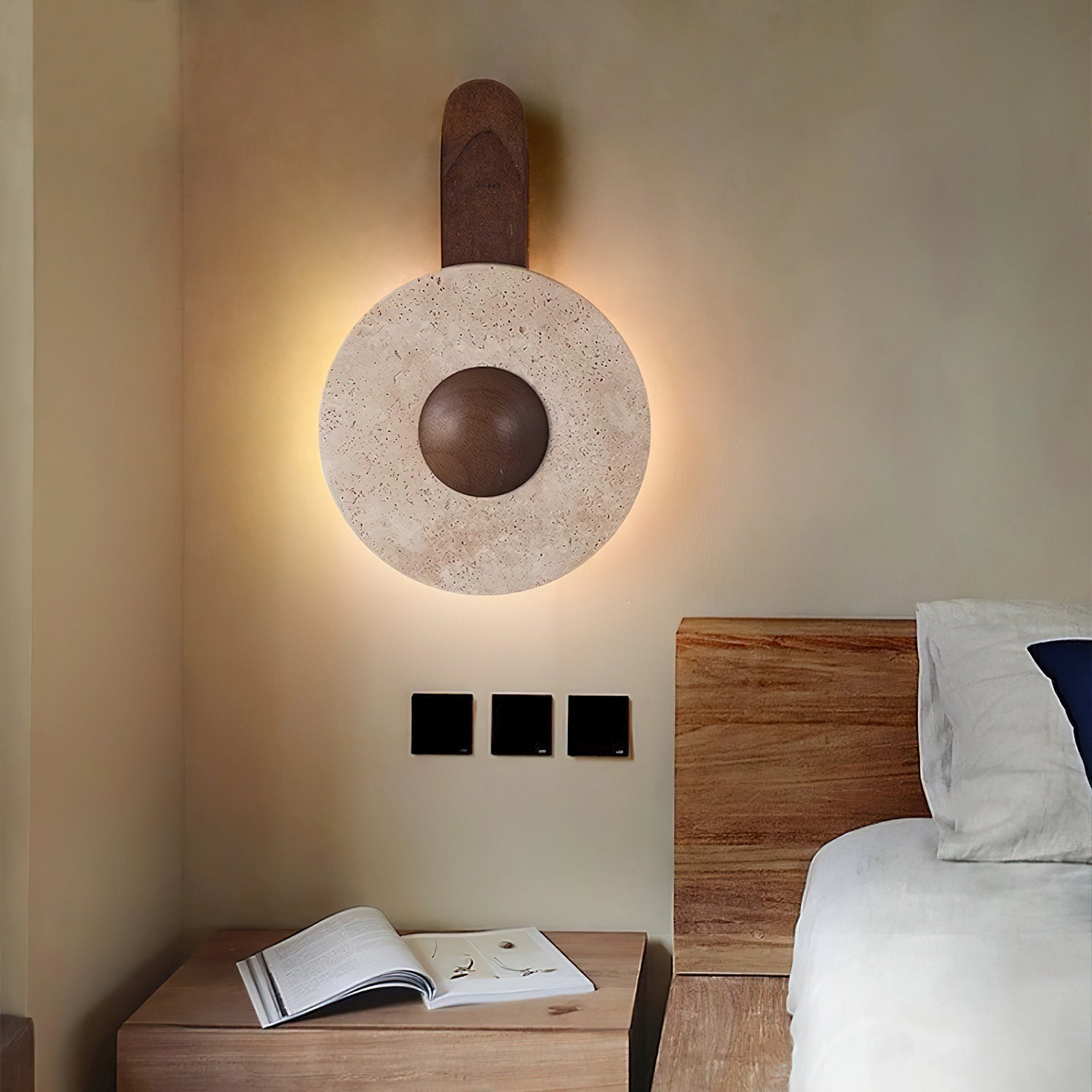 Nymarora Circular Travertine Wall Light - Blowlighting