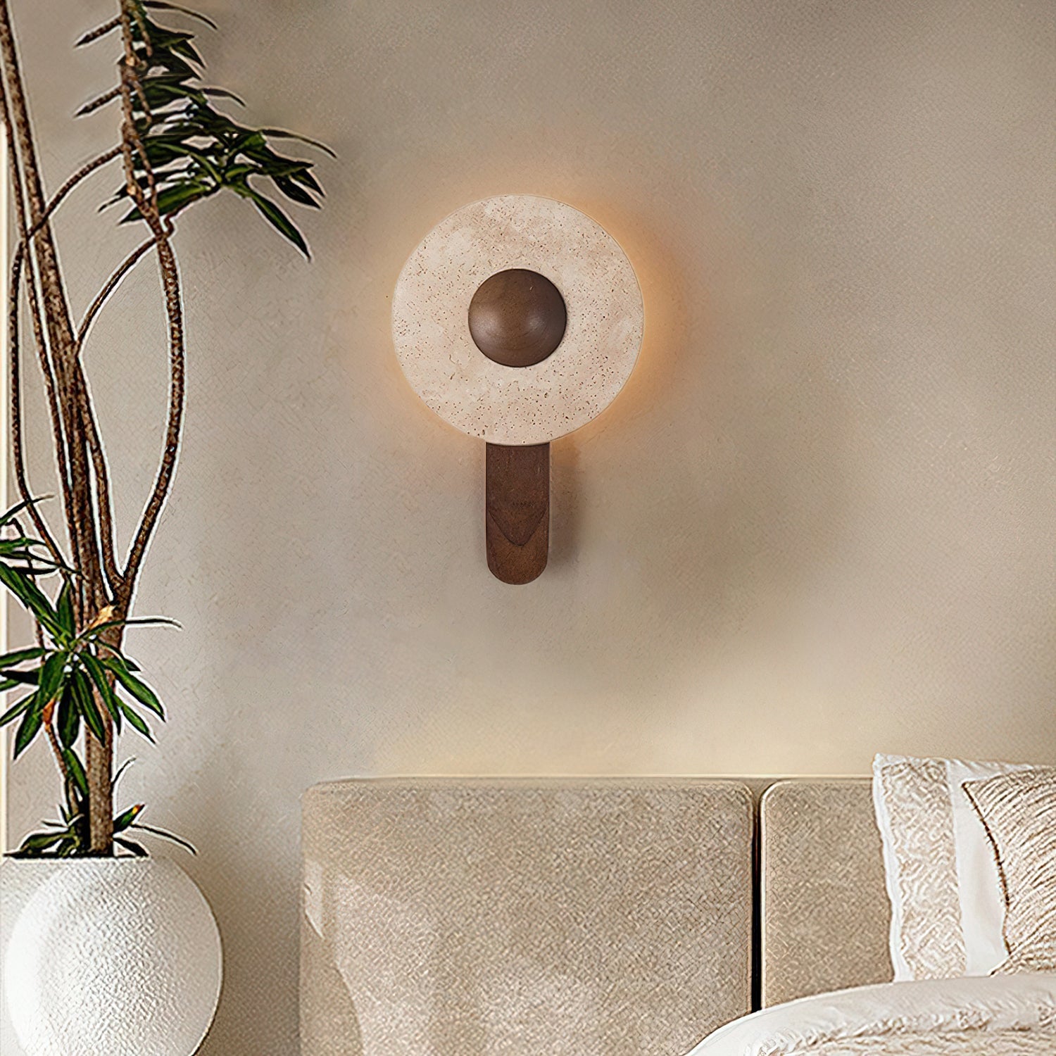 Nymarora Circular Travertine Wall Light - Blowlighting