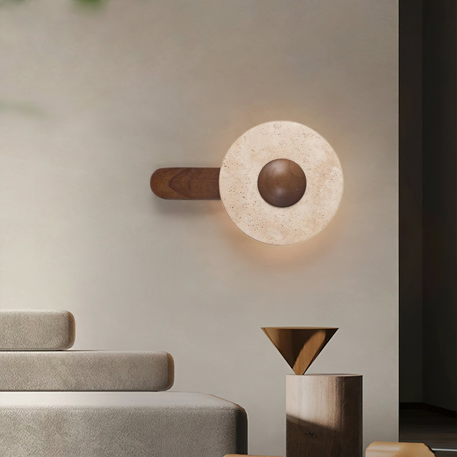 Nymarora Circular Travertine Wall Light - Blowlighting