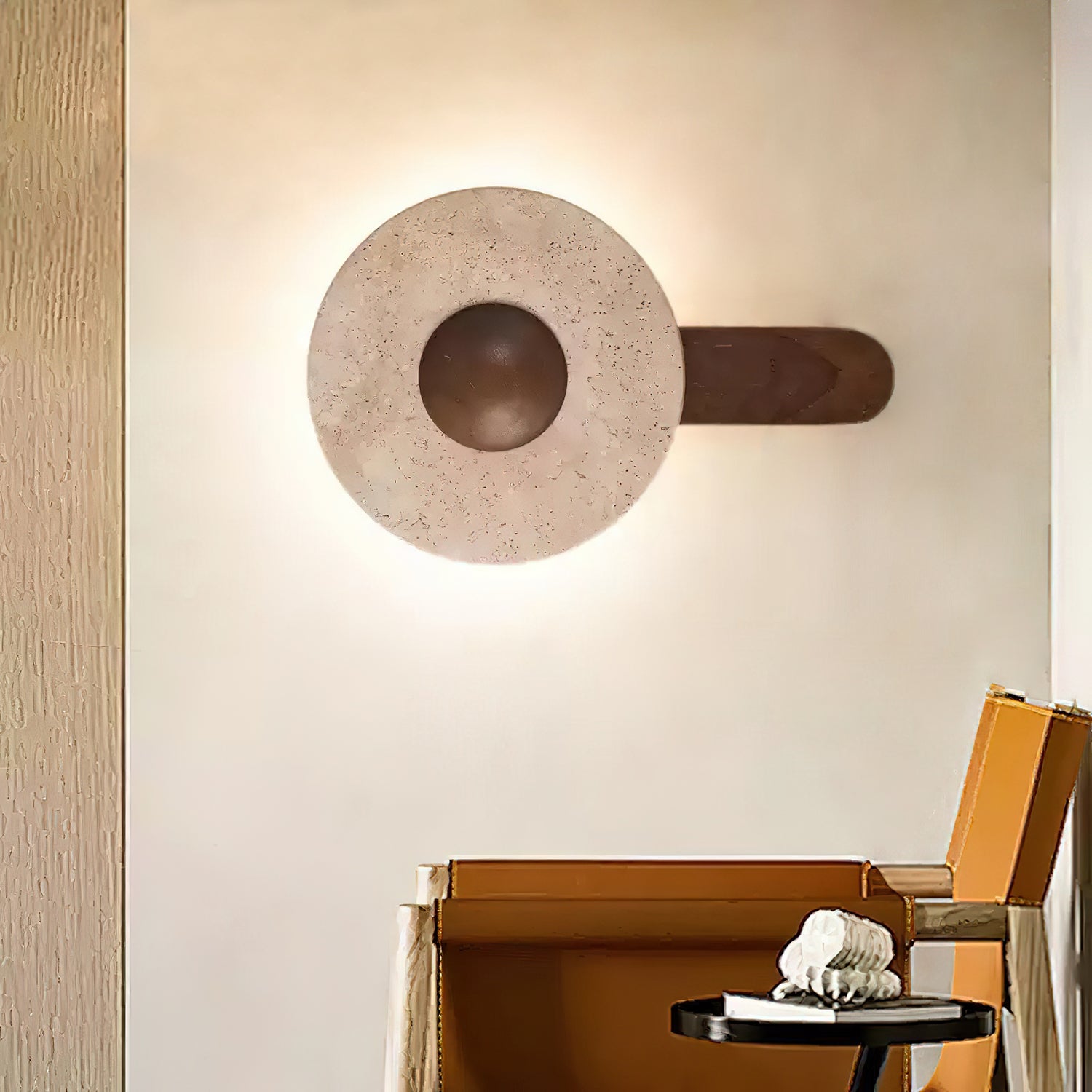 Nymarora Circular Travertine Wall Light - Blowlighting
