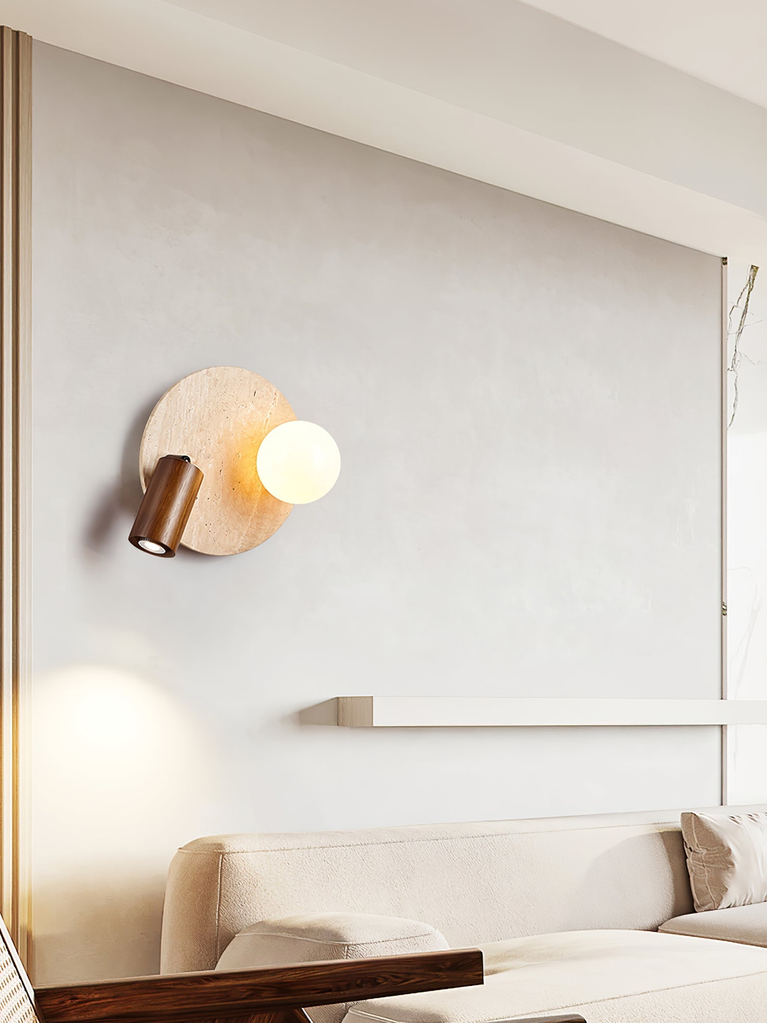 Armara Travertine Disc Wall Light - Blowlighting