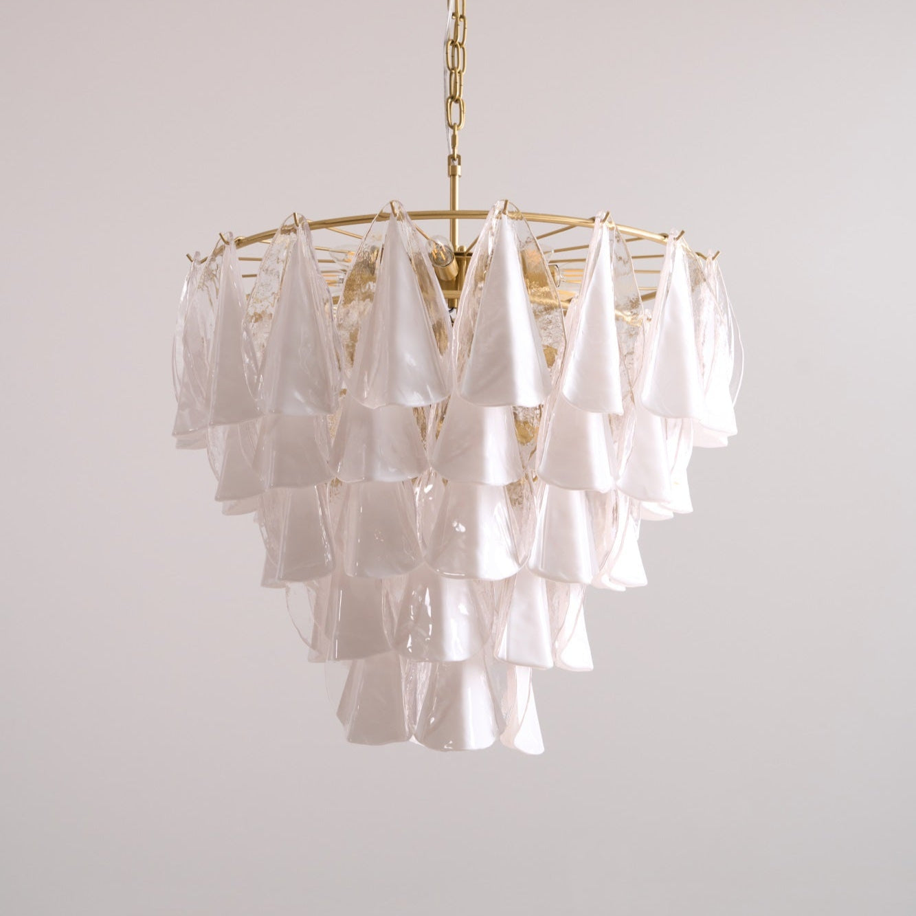 Aurora Chandelier White Leaf Glass Layered Modern - Blowlighting