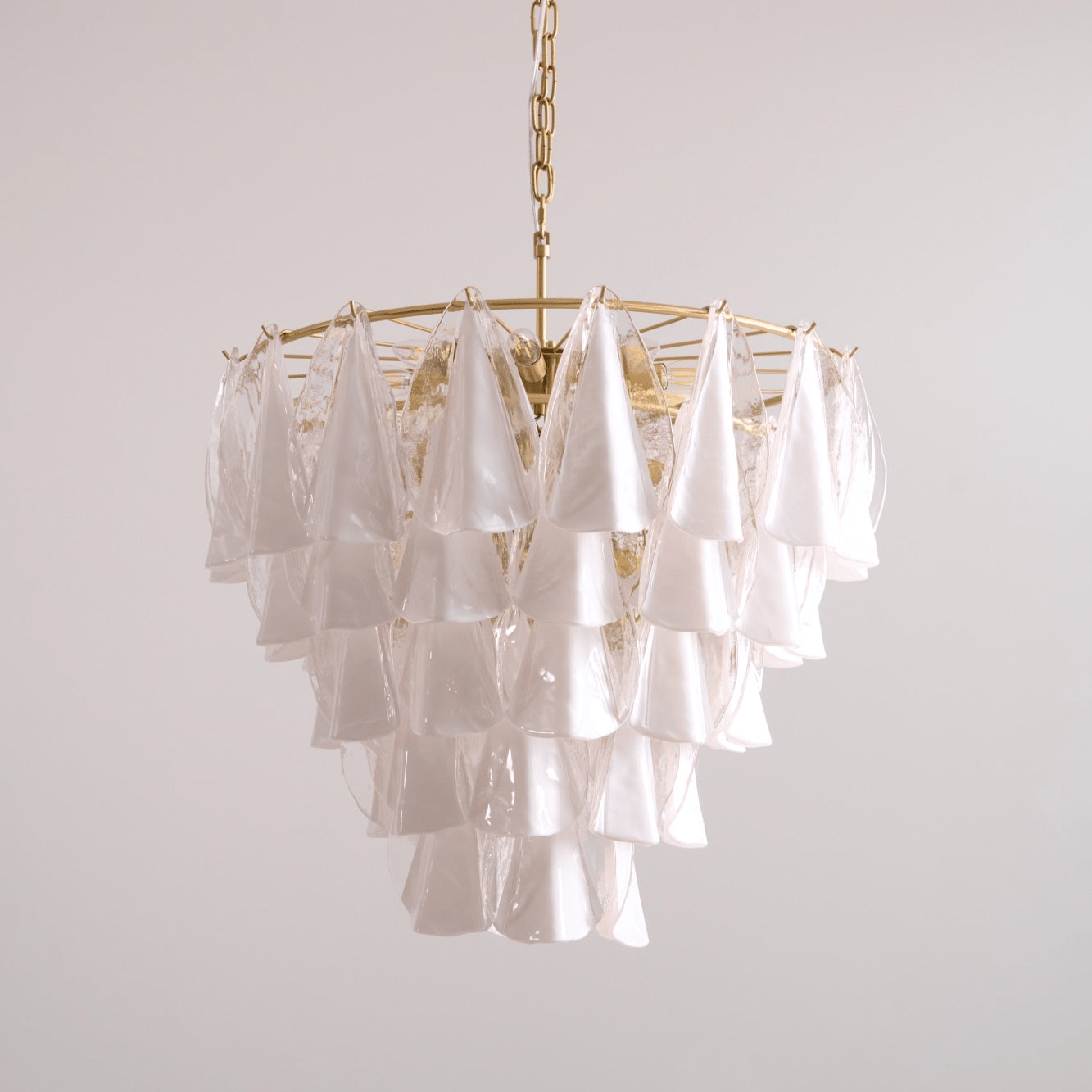 Aurora Chandelier White Leaf Glass Layered Modern - Blowlighting