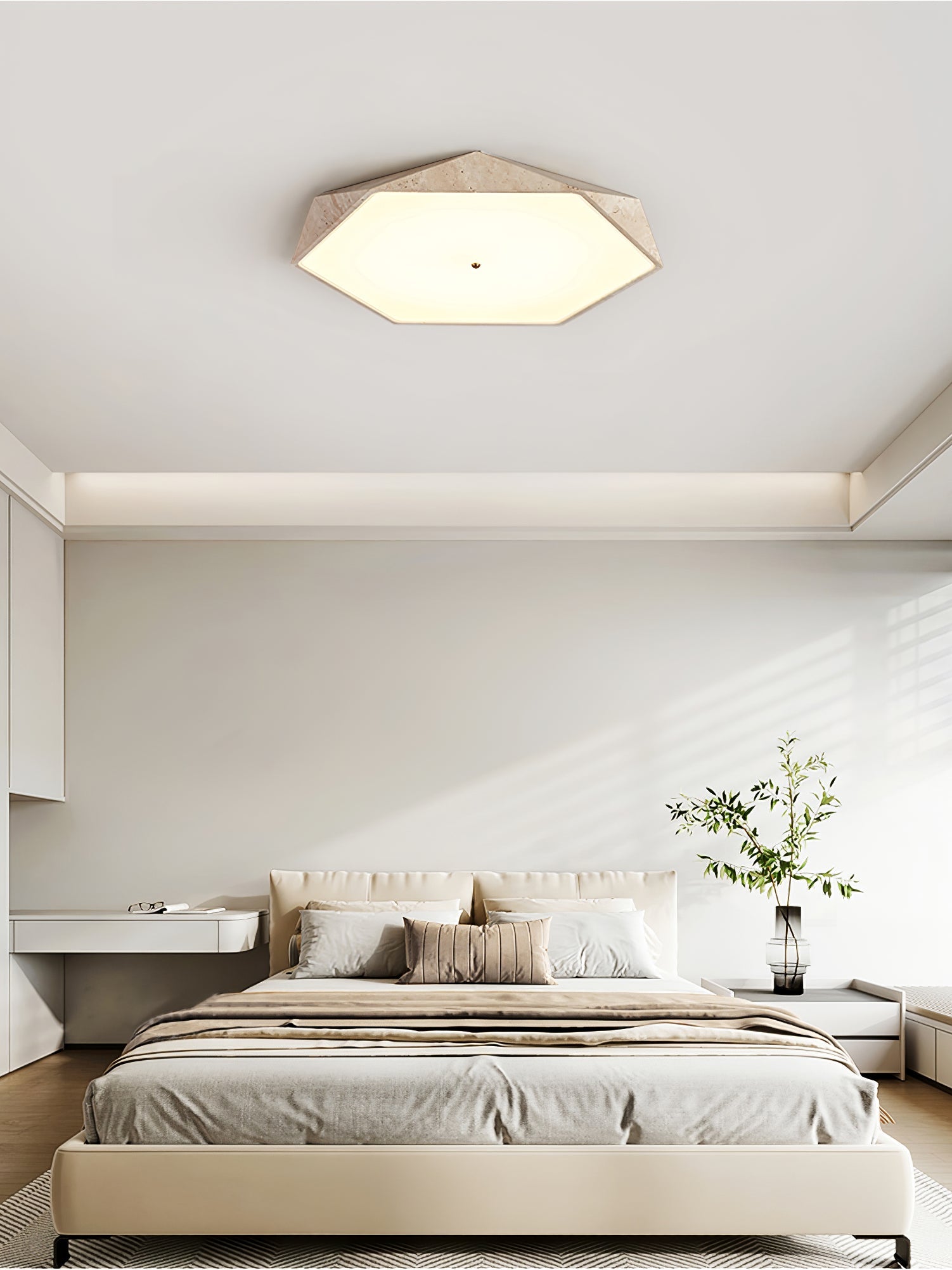 Hexagonal Travertine Ceiling Light - Blowlighting