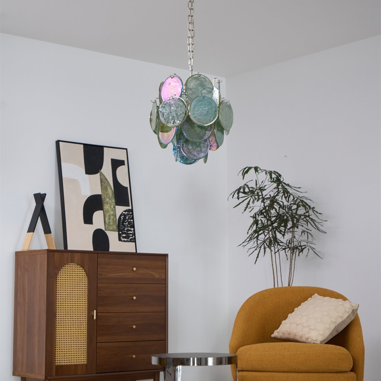 Aurora Chandelier Multicolor Murano Disc Layered Artistic - Blowlighting