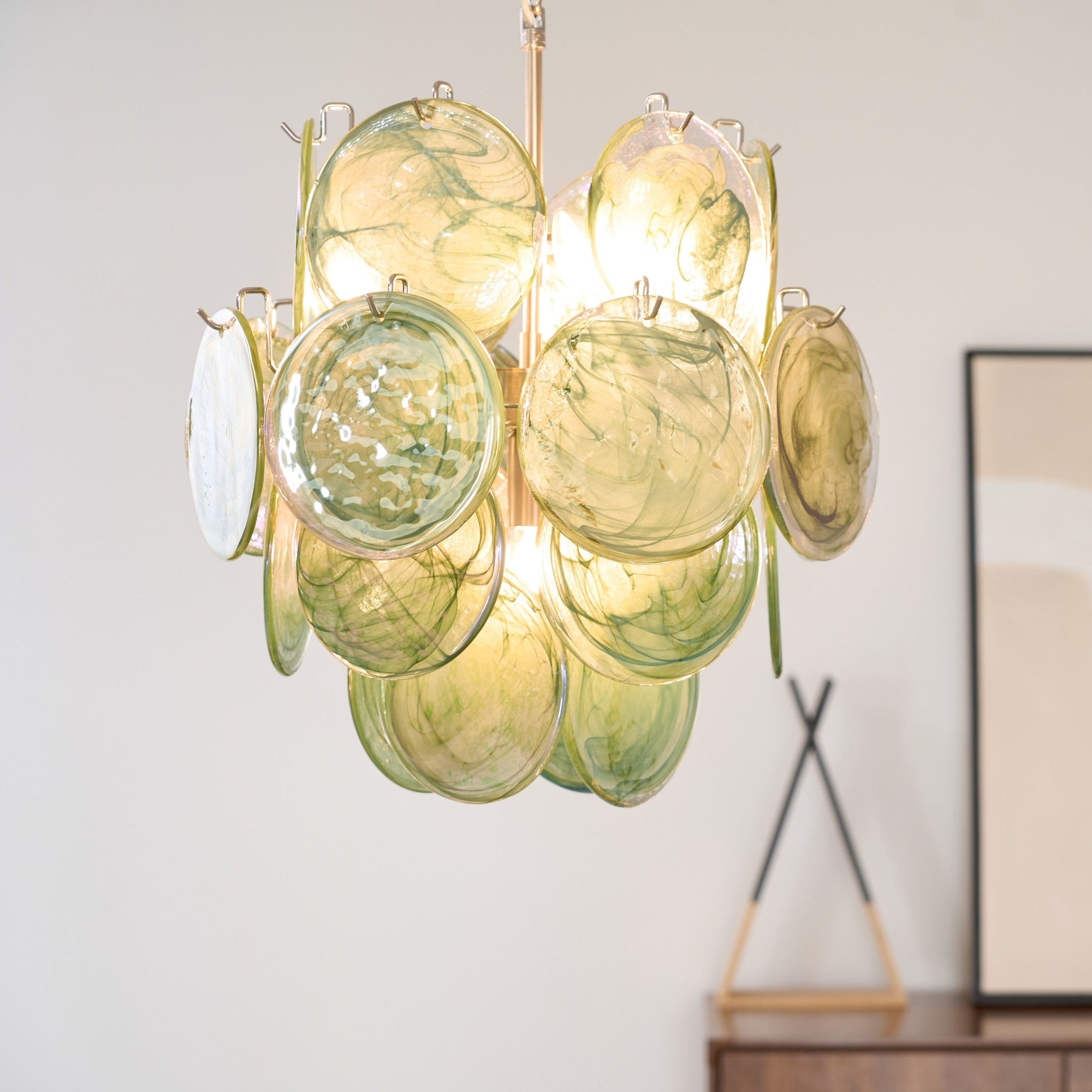 Aurora Chandelier Multicolor Murano Disc Layered Artistic - Blowlighting