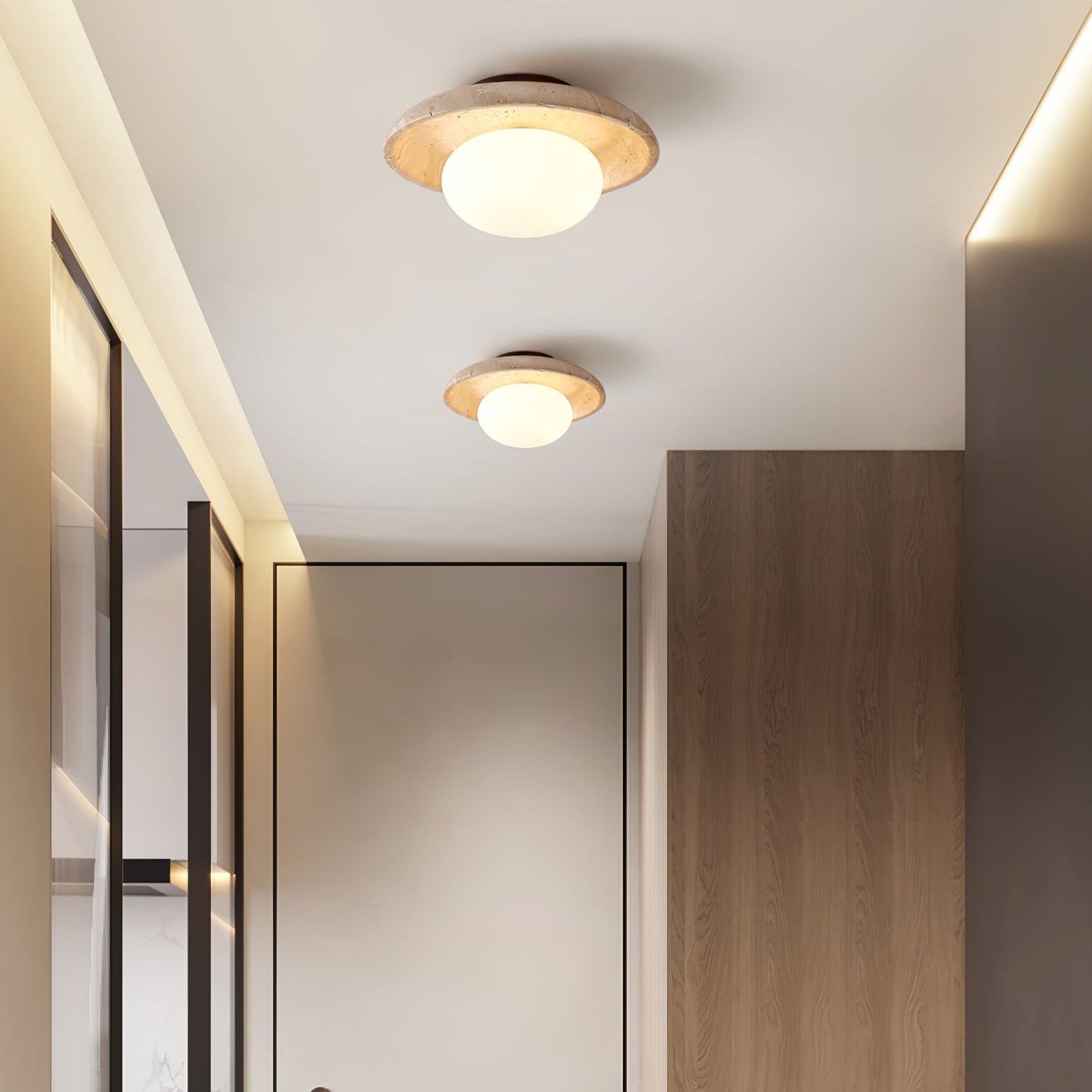 Cataliel Minimalist Travertine Ceiling Light - Blowlighting